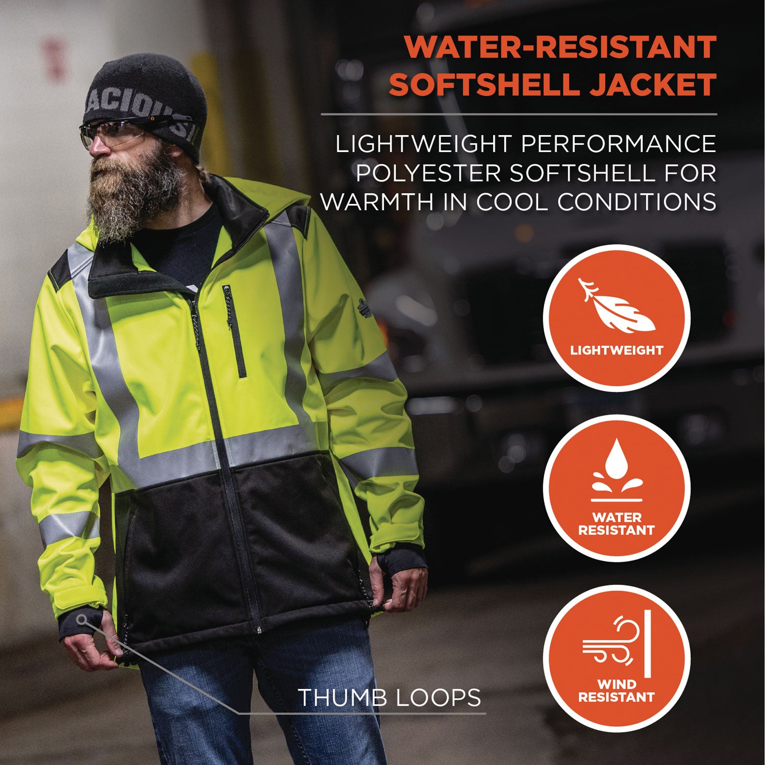ergodyne® GloWear 8353 Class 3 Hi-Vis Softshell Water-Resistant Jacket, 5X-Large, Lime