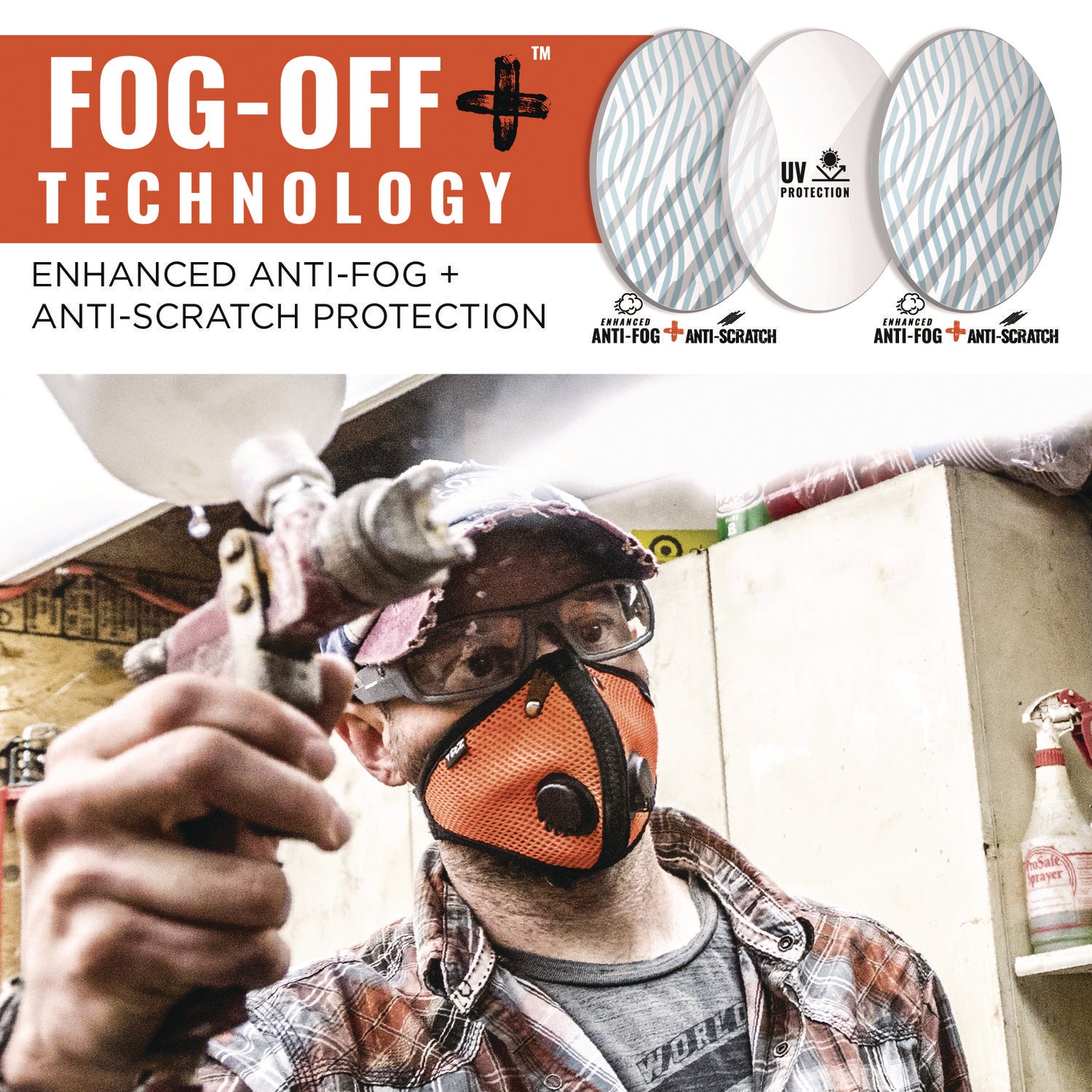 ergodyne® Skullerz ODIN Anti-Scratch and Enhanced Anti-Fog Safety Glasses, Black Nylon Impact Frame, Clear Polycarbonate Lens