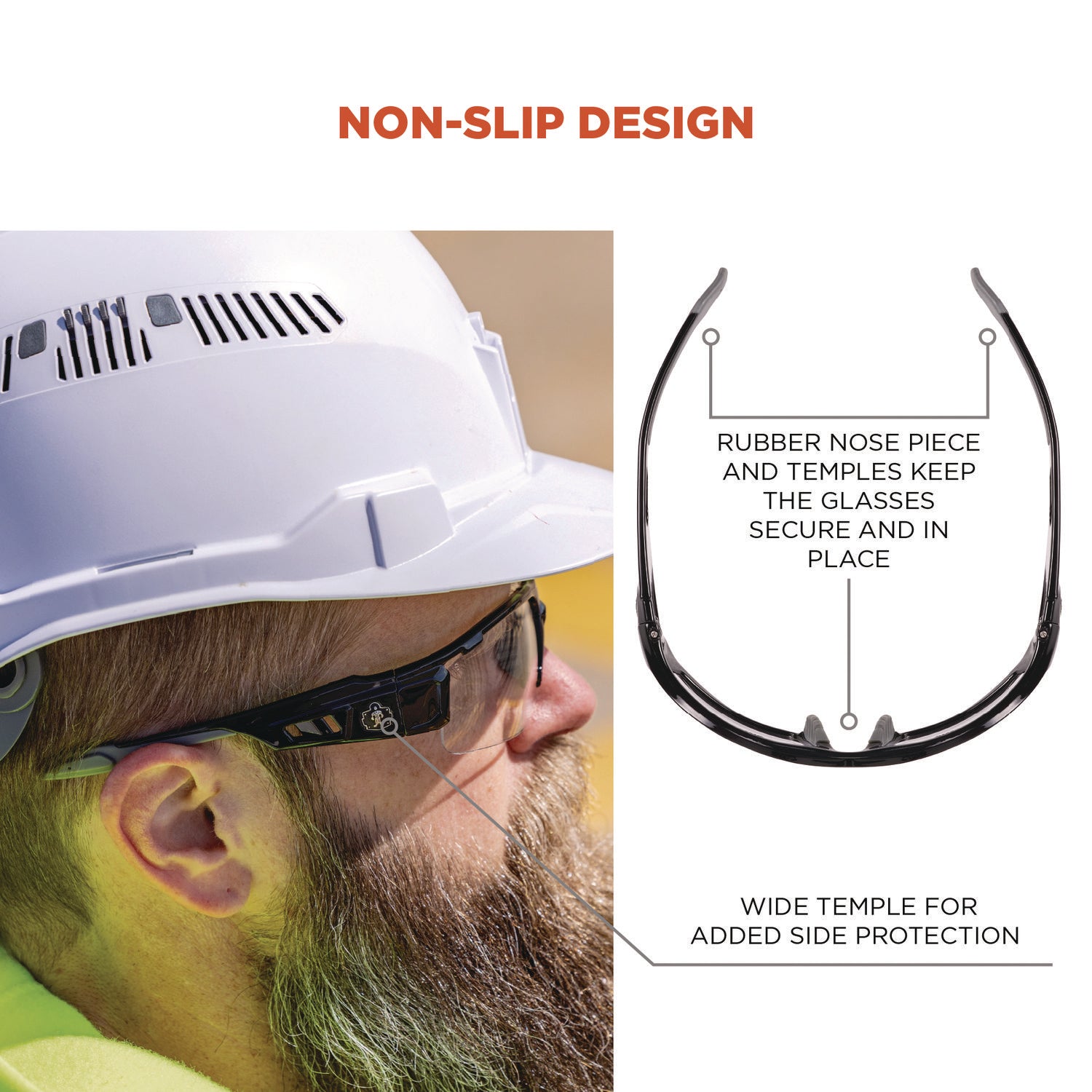 ergodyne® Skullerz DAGR Anti-Scratch and Enhanced Anti-Fog Safety Glasses, Black Nylon Impact Frame, Clear Polycarbonate Lens