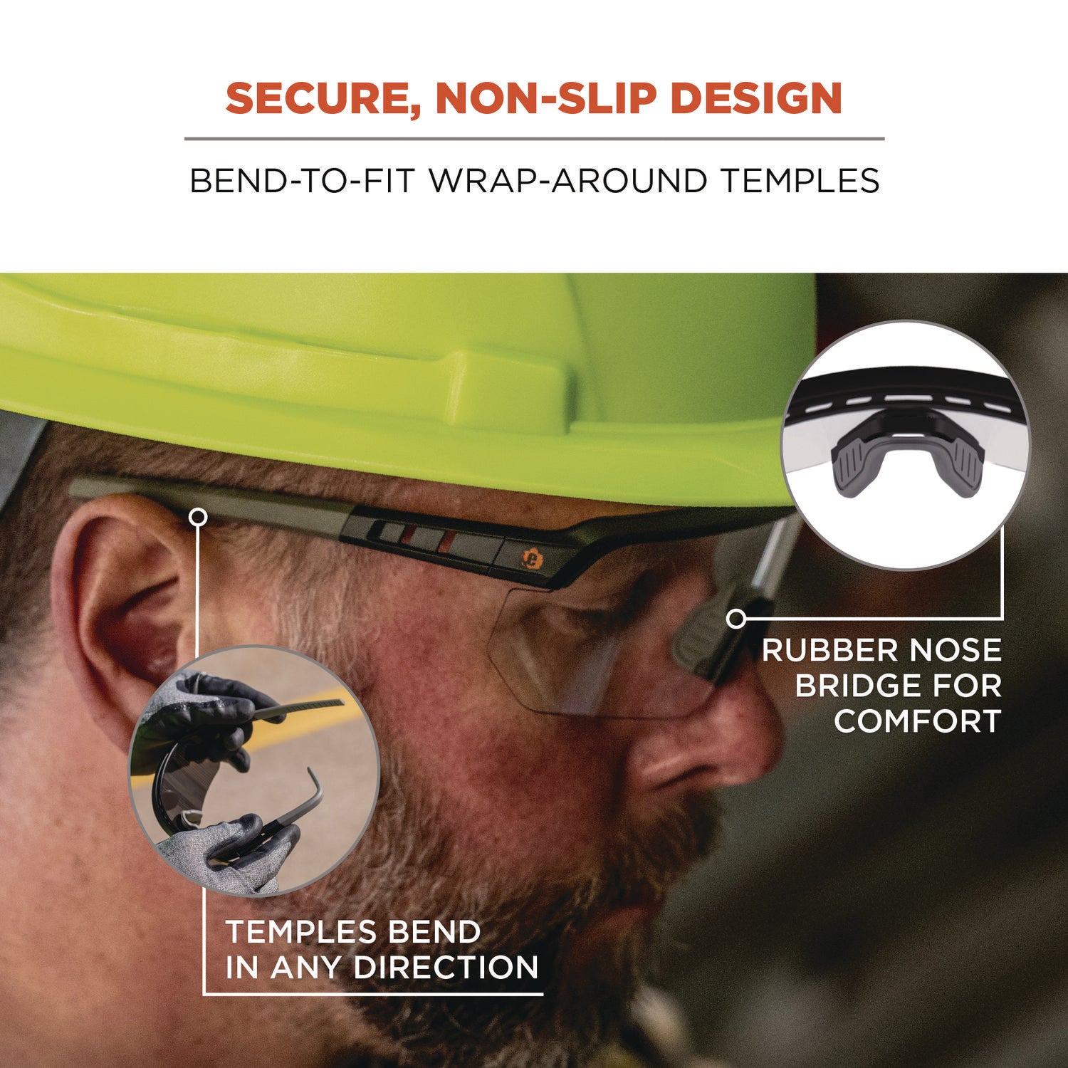 ergodyne® Skullerz AEGIR Safety Glasses, Matte Black Nylon Impact Frame, Clear Polycarbonate Lens