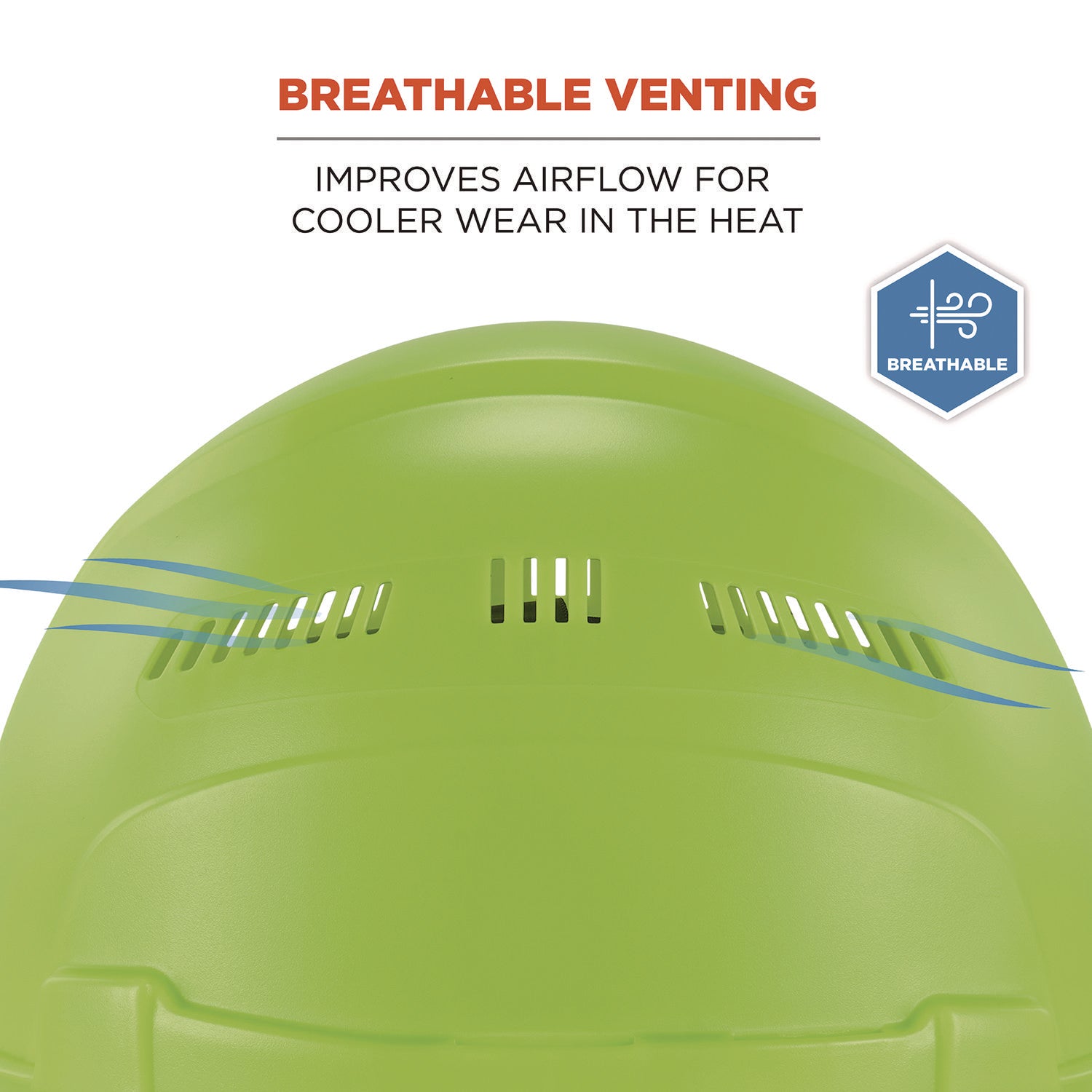 ergodyne® Skullerz 8968 Class C Lightweight Full Brim Hard Hat, Adjustable Venting, 6-Point Rachet Suspension, Lime