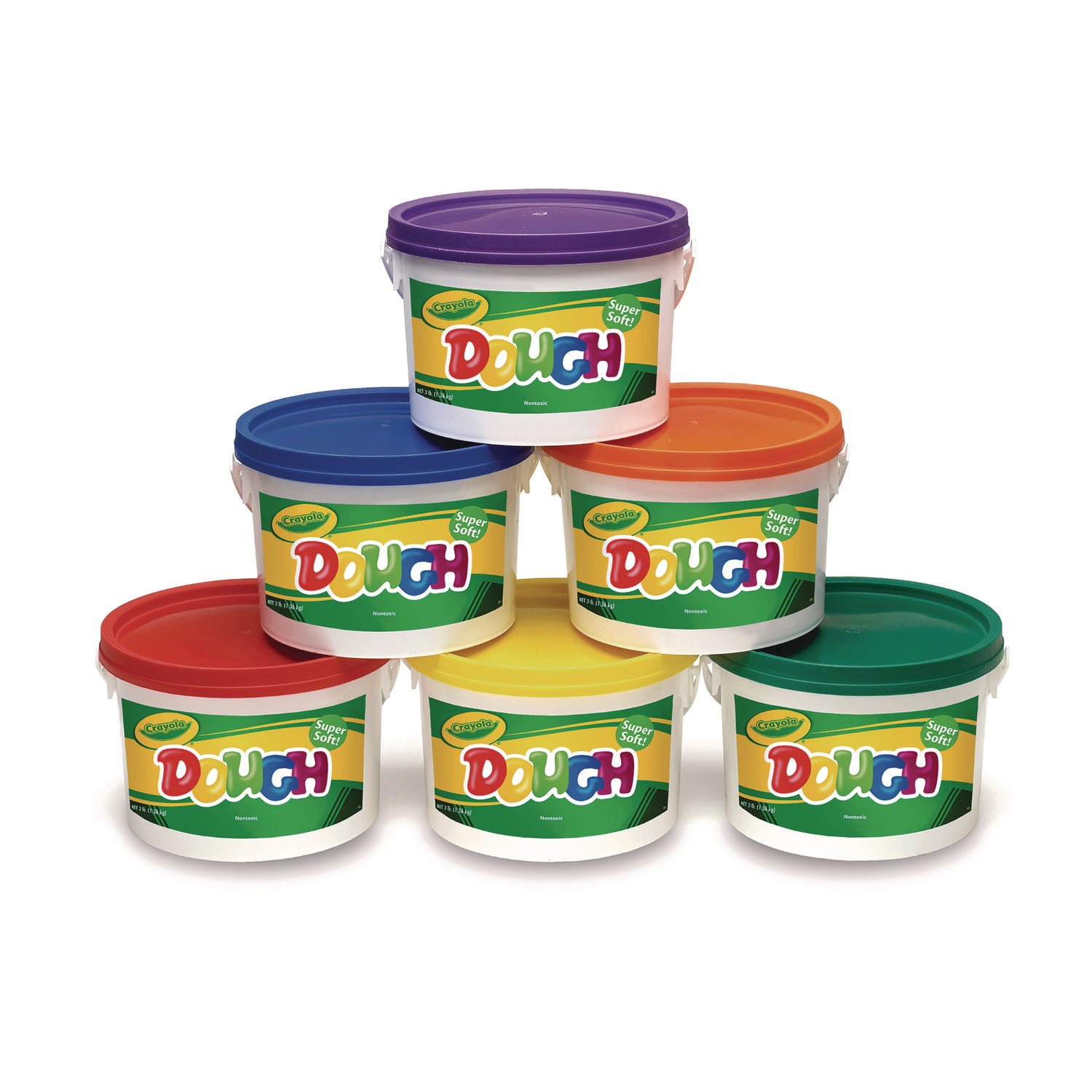 Modeling Dough Bucket, 3 lbs, Assorted Colors, 6 Buckets/Set