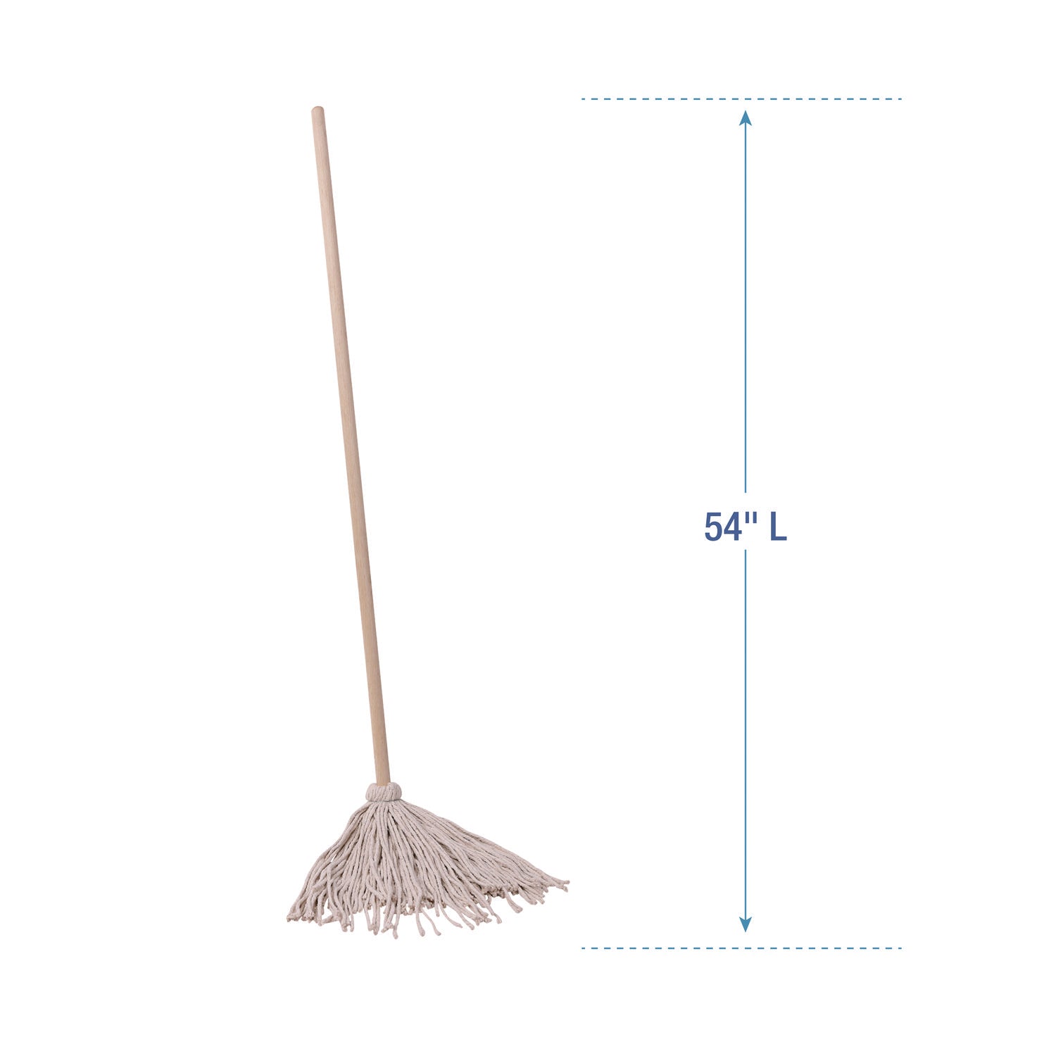 Boardwalk® Handle/Deck Mops, #20 White Cotton Head, 54" Natural Wood Handle