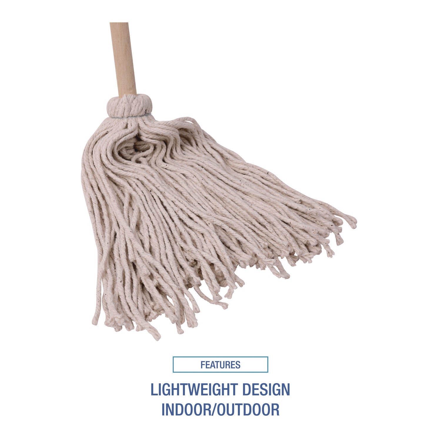 Boardwalk® Handle/Deck Mops, #20 White Cotton Head, 54" Natural Wood Handle