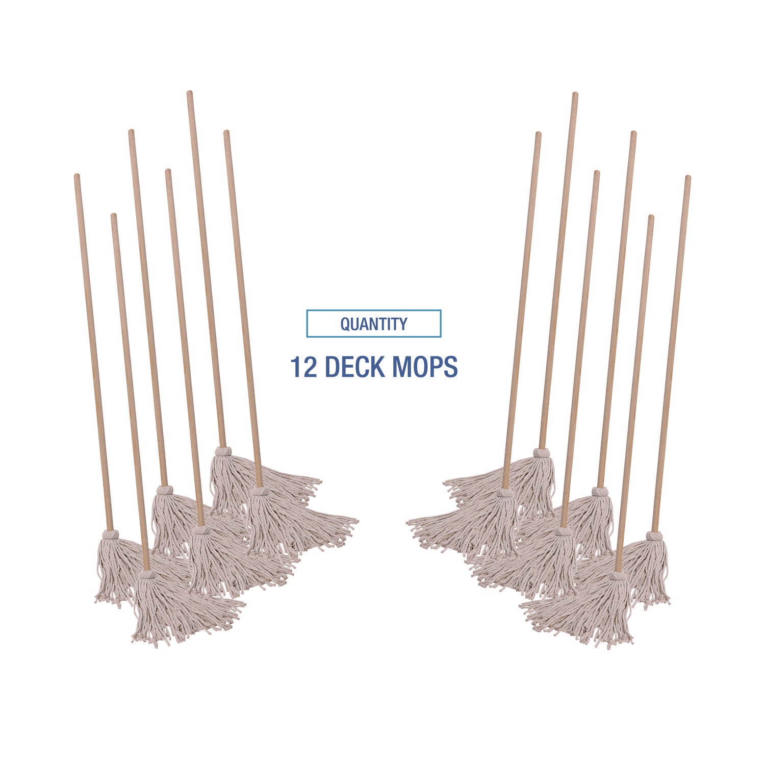 Boardwalk® Handle/Deck Mops, #20 White Cotton Head, 54" Natural Wood Handle