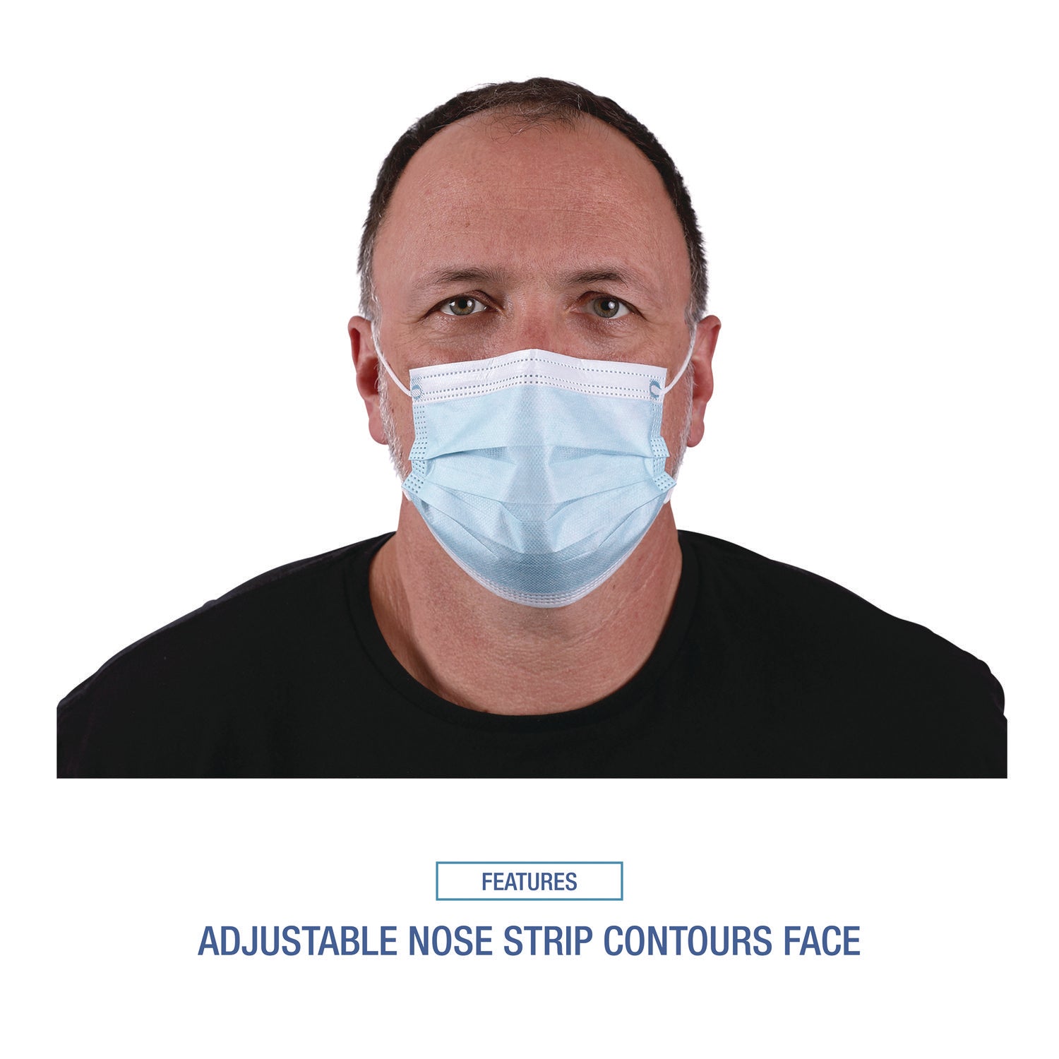 Boardwalk® Three-Ply General Use Face Mask, Blue, 50/box, 40 Boxes/carton