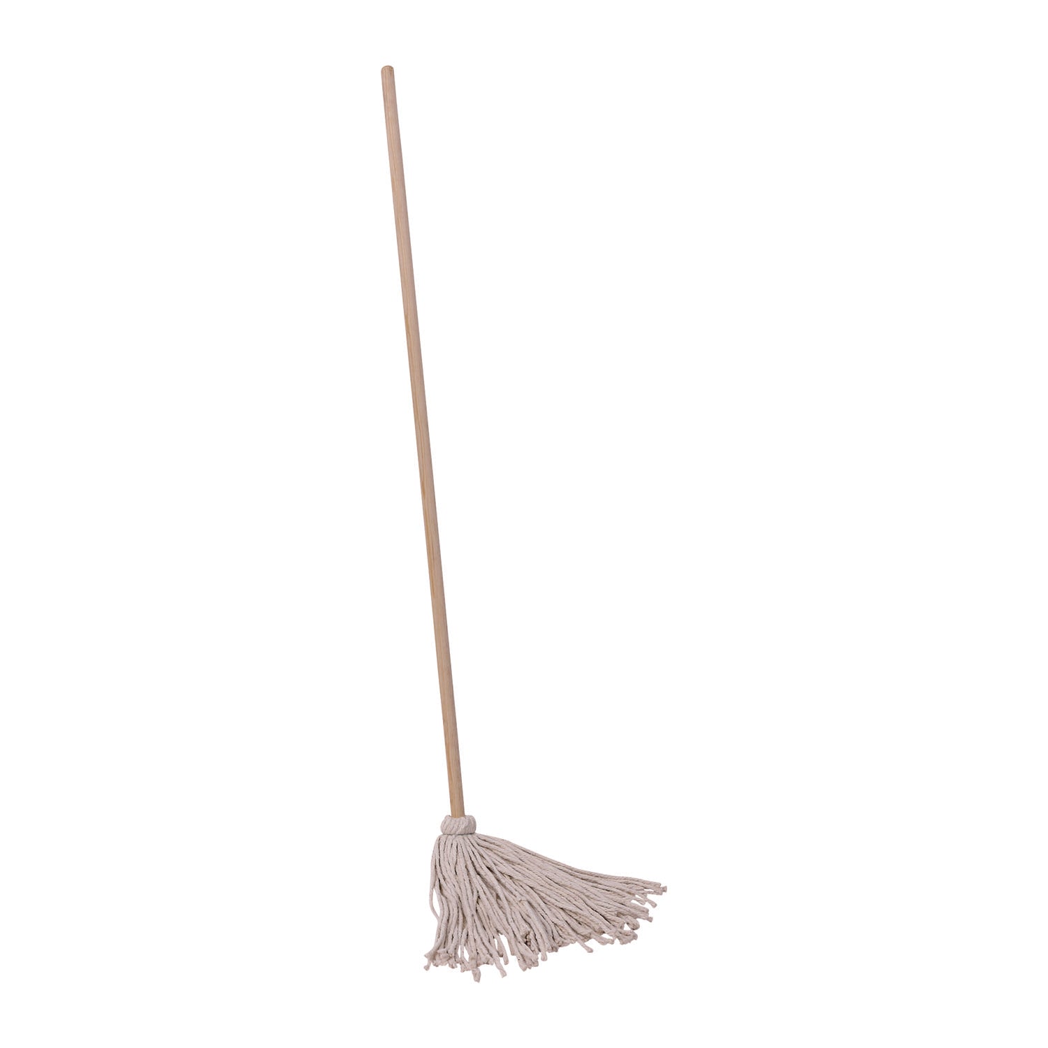 Boardwalk® Cotton Deck Mop, #16 White Cotton Head, 50" Wood Handle, 12/Carton