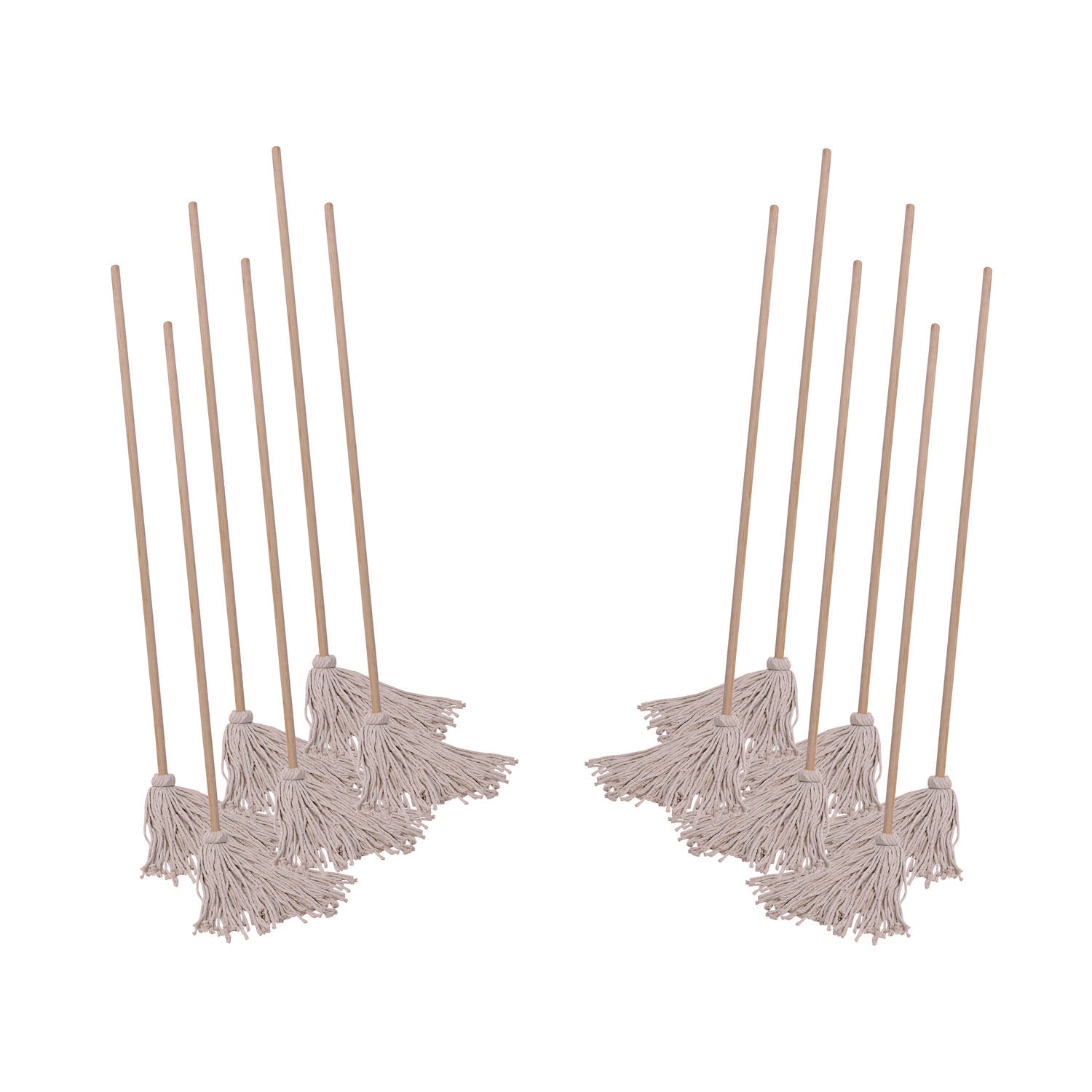 Cotton Deck Mop, #16 White Cotton Head, 50" Wood Handle, 12/Carton