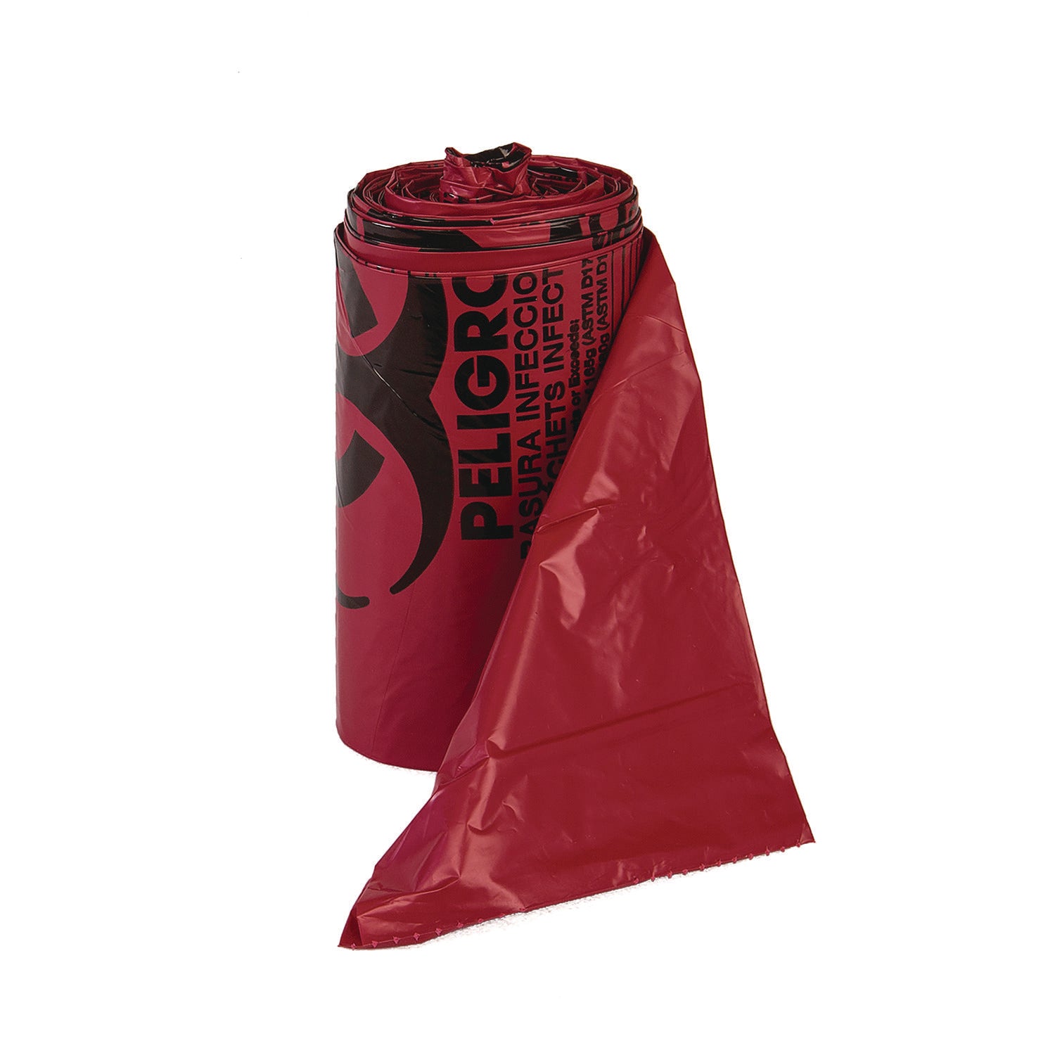 Inteplast Group Institutional Low-Density Can Liners, Infectious Waste Biohazard, 10 gal, 1.3 mil, 24 x 23, Red, Interleaved, 25/RL, 10 RL/CT