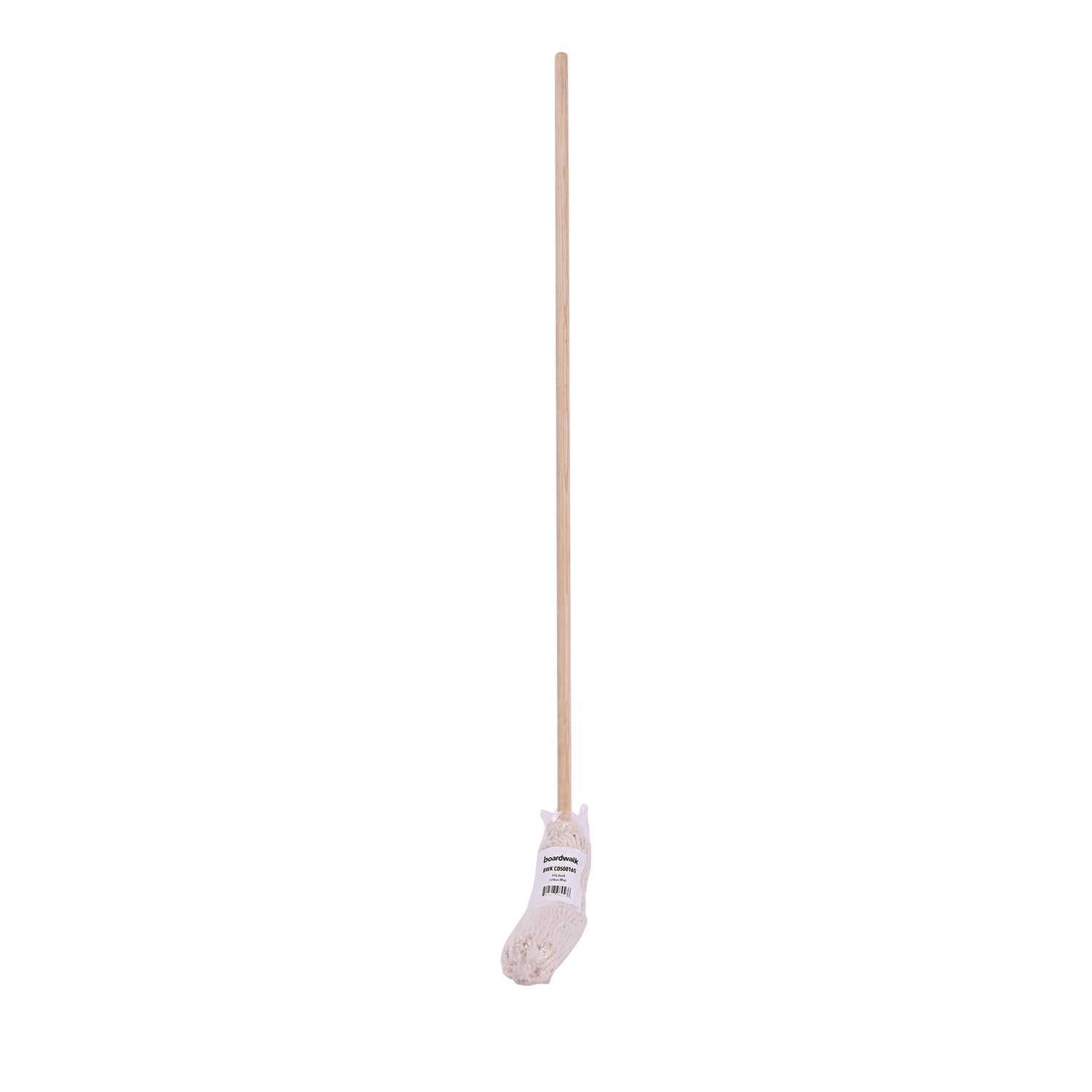 Boardwalk® Cotton Deck Mop, #16 White Cotton Head, 50" Wood Handle, 12/Carton