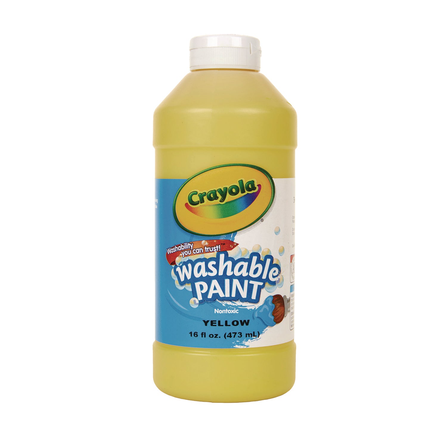 Washable Paint, Yellow, 16 oz Bottle