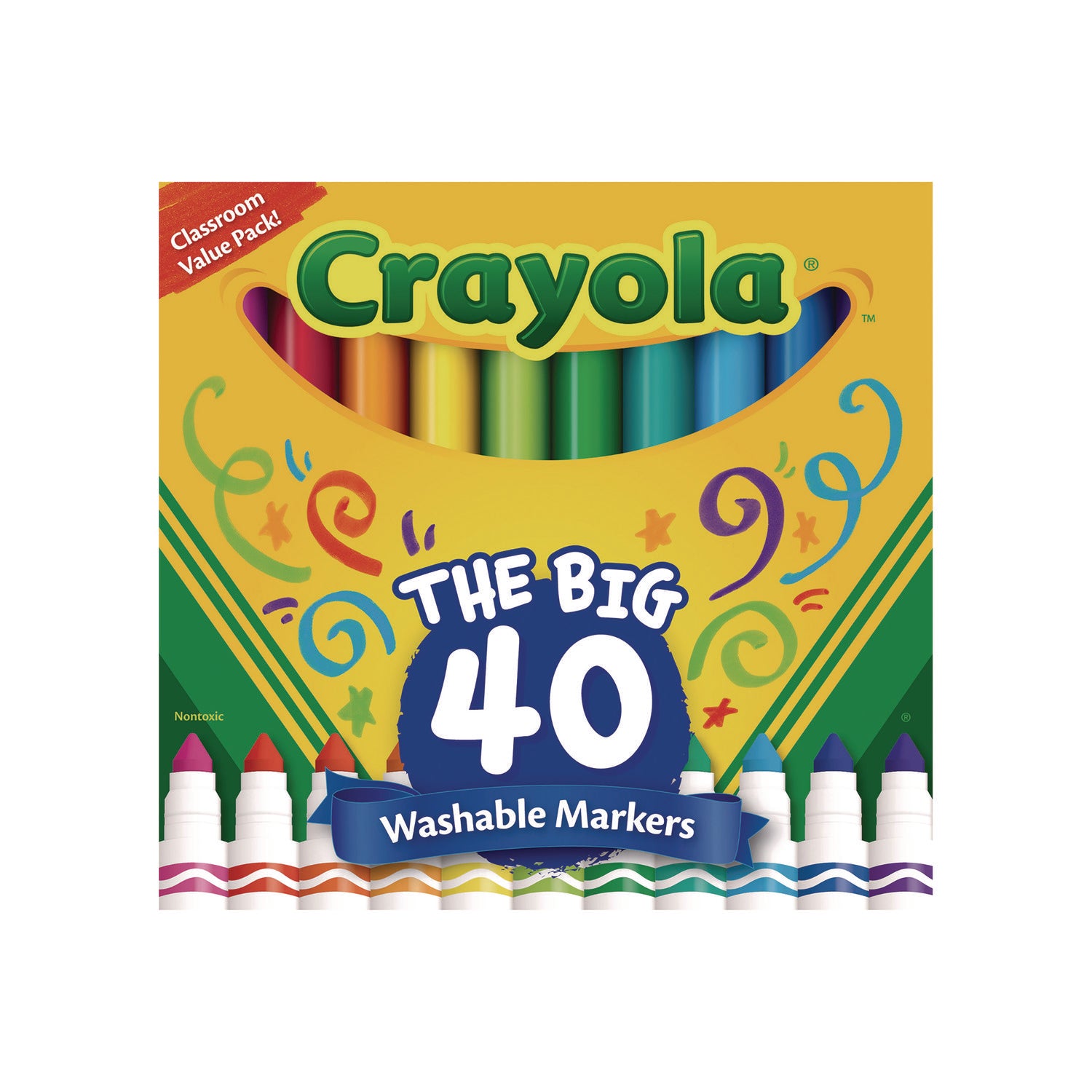 Ultra-Clean Washable Markers, Broad Bullet Tip, Assorted Colors, 40/Set