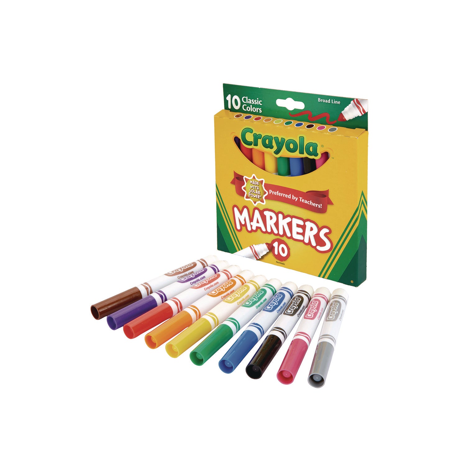 Crayola® Non-Washable Marker, Broad Bullet Tip, Assorted Classic Colors, 10/Pack