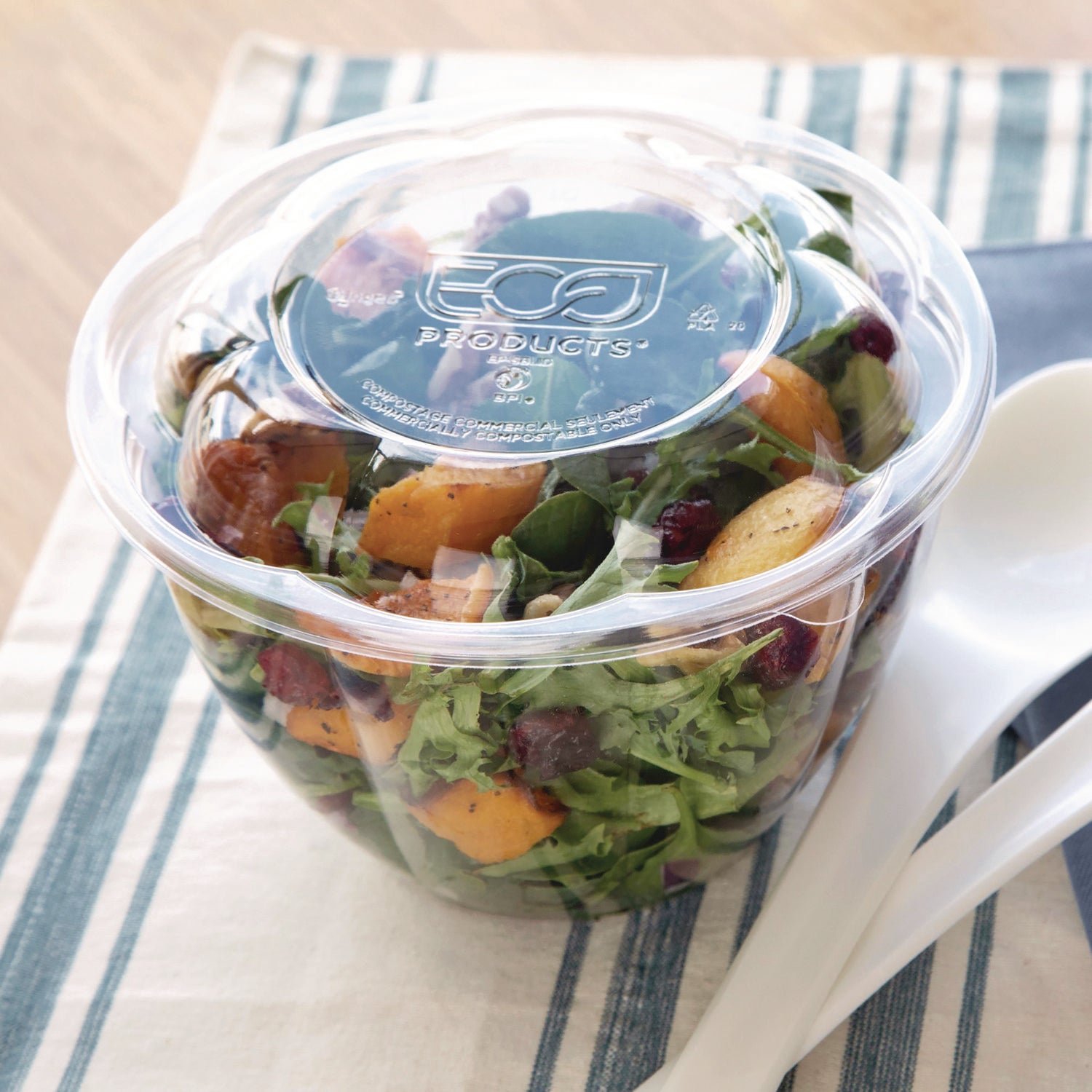 Eco-Products® Salad Bowls, 48 oz, 6.69" Diameter x 4.38" h, Clear, Plastic, 300/Carton