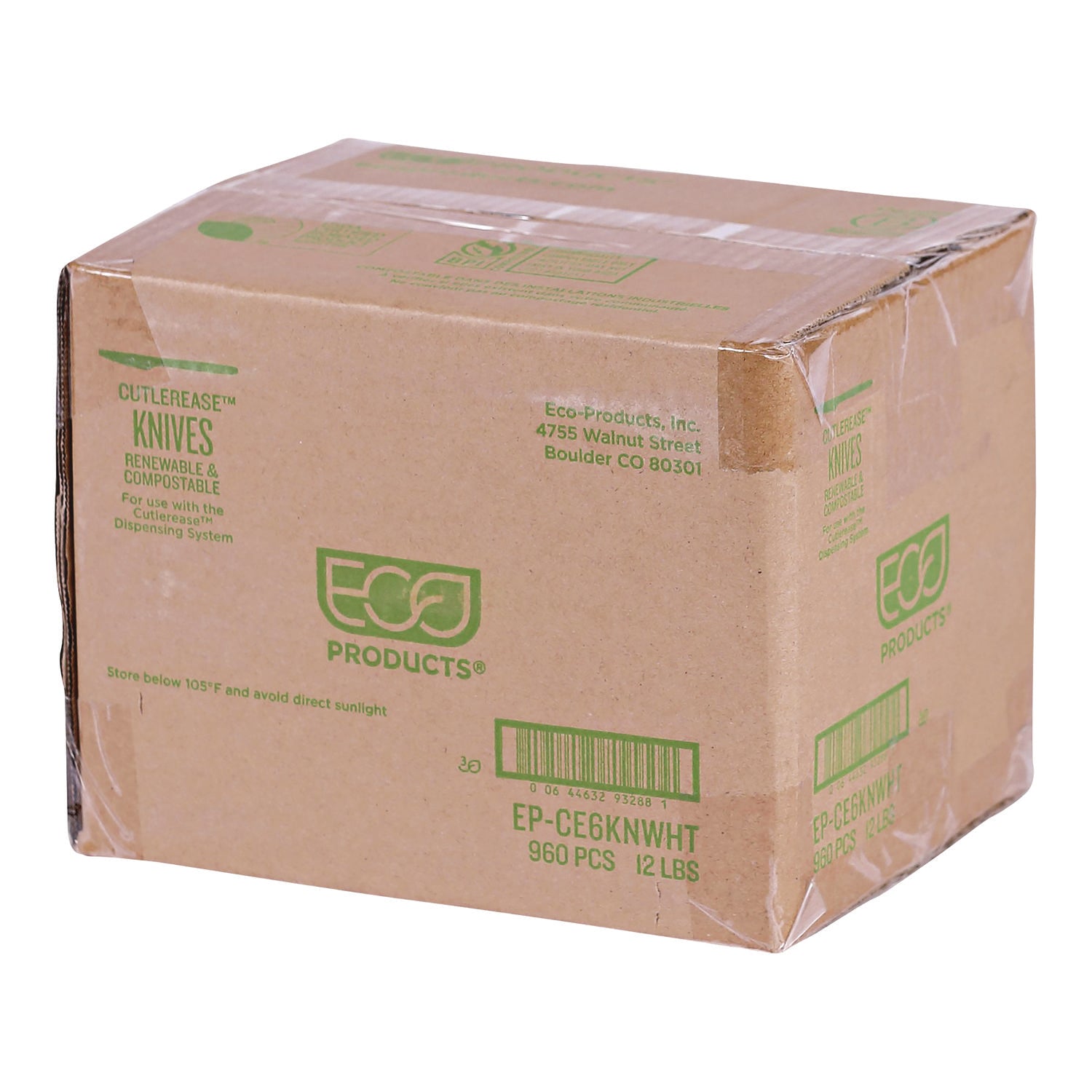 Eco-Products® Cutlery for Cutlerease Dispensing System, Knife, Plastic, White, 960/Carton