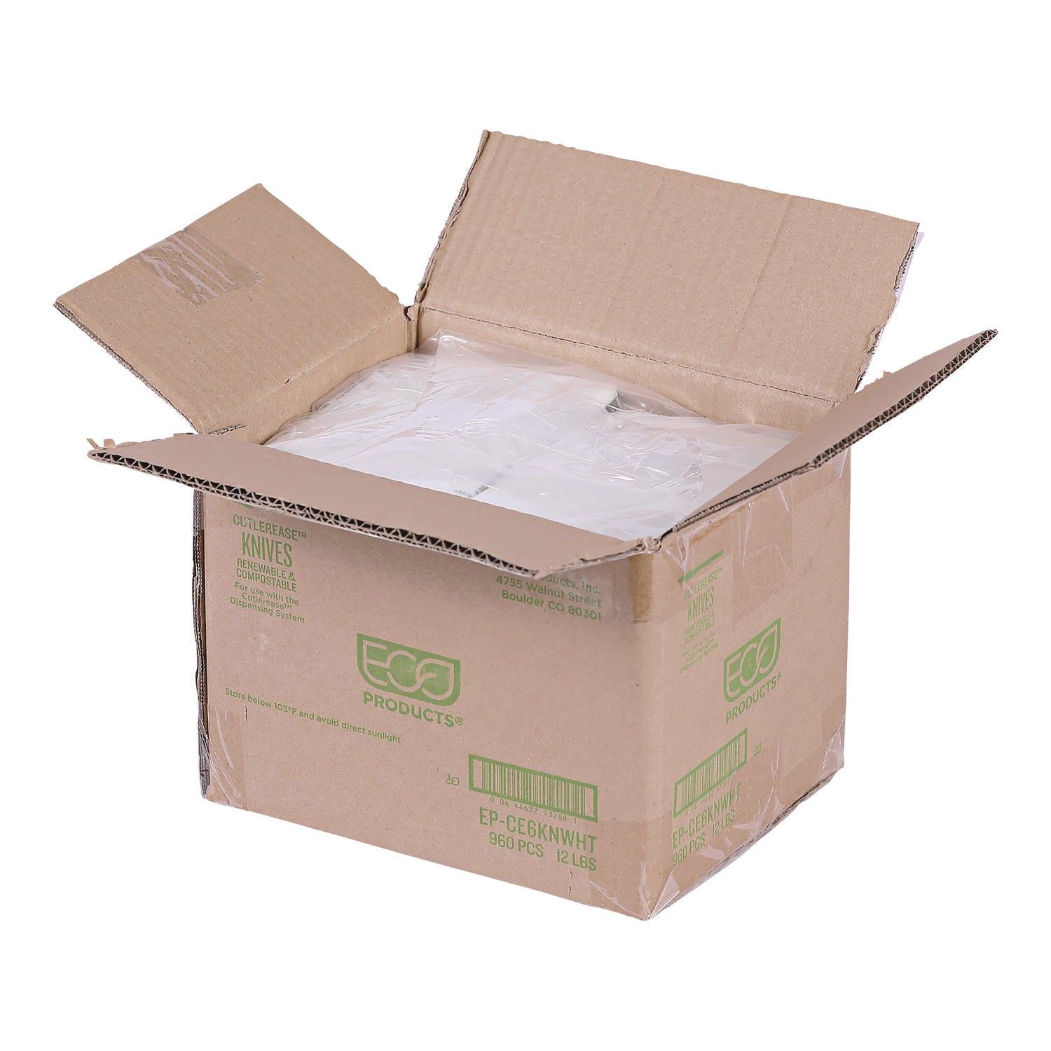 Eco-Products® Cutlery for Cutlerease Dispensing System, Knife, Plastic, White, 960/Carton