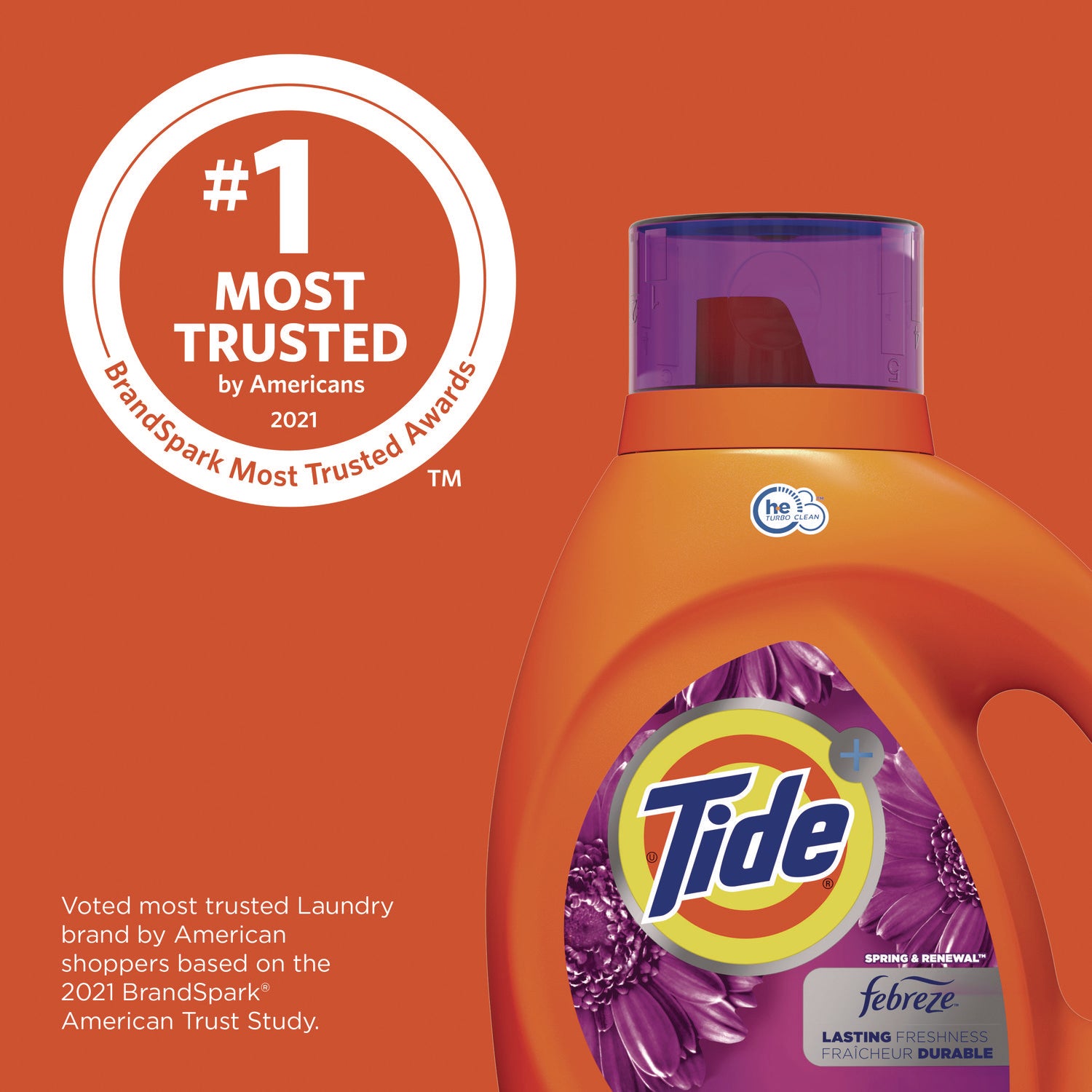 Tide® Plus Febreze HE Liquid Laundry Detergent, Spring and Renewal, 84 oz Bottle