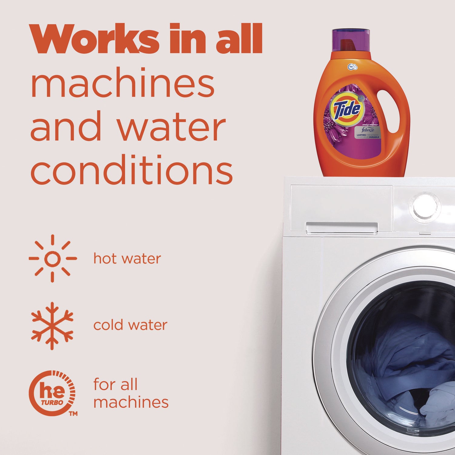 Tide® Plus Febreze HE Liquid Laundry Detergent, Spring and Renewal, 84 oz Bottle