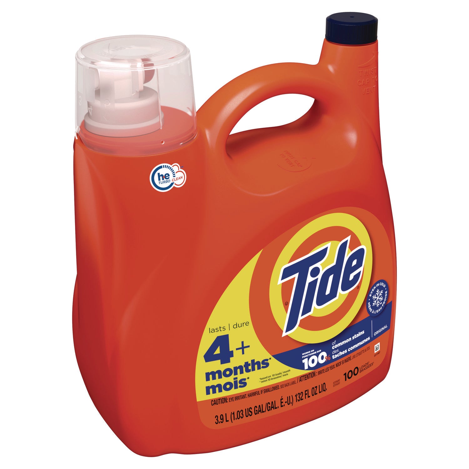 Tide® HE Liquid Laundry Detergent, Original Scent, 132 oz Pour Bottle, 4/Carton