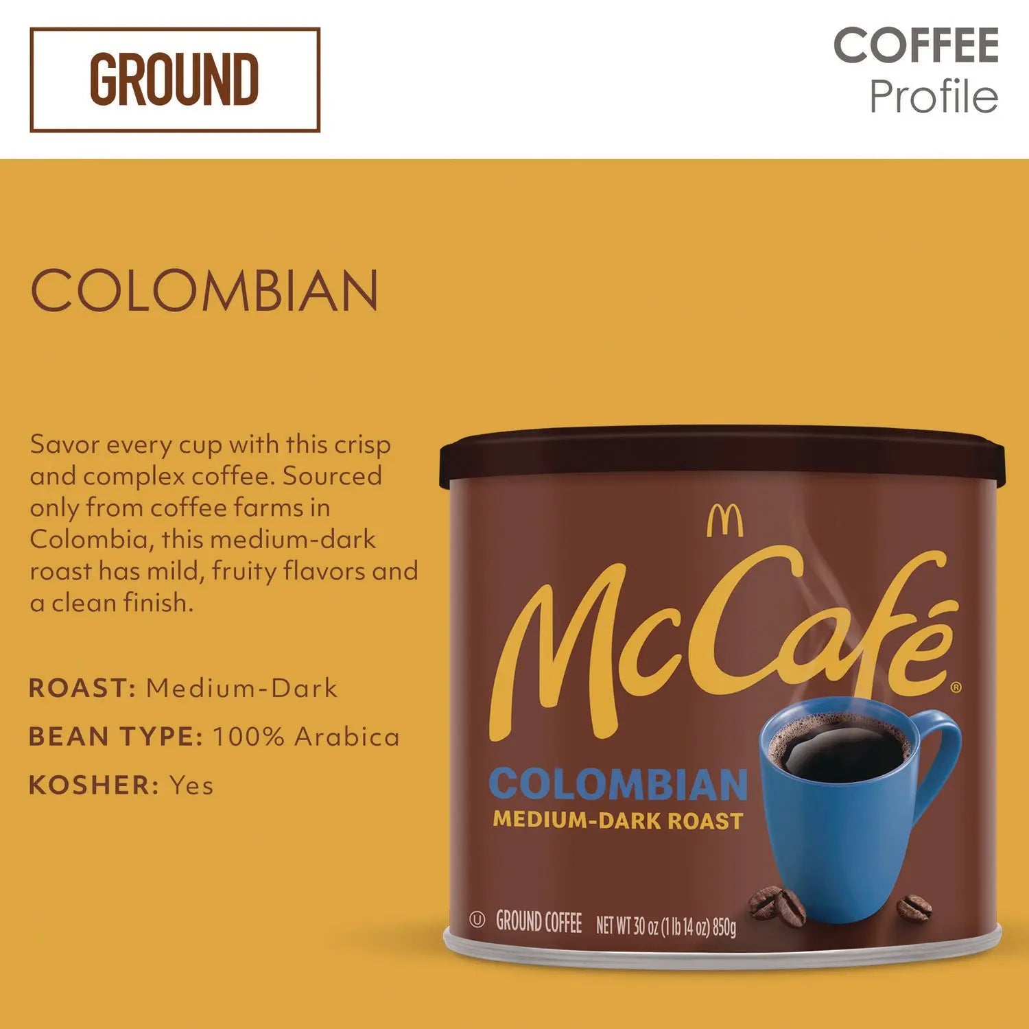 Ground Coffee, Colombian, 30 oz Can McCafe® Flipcost