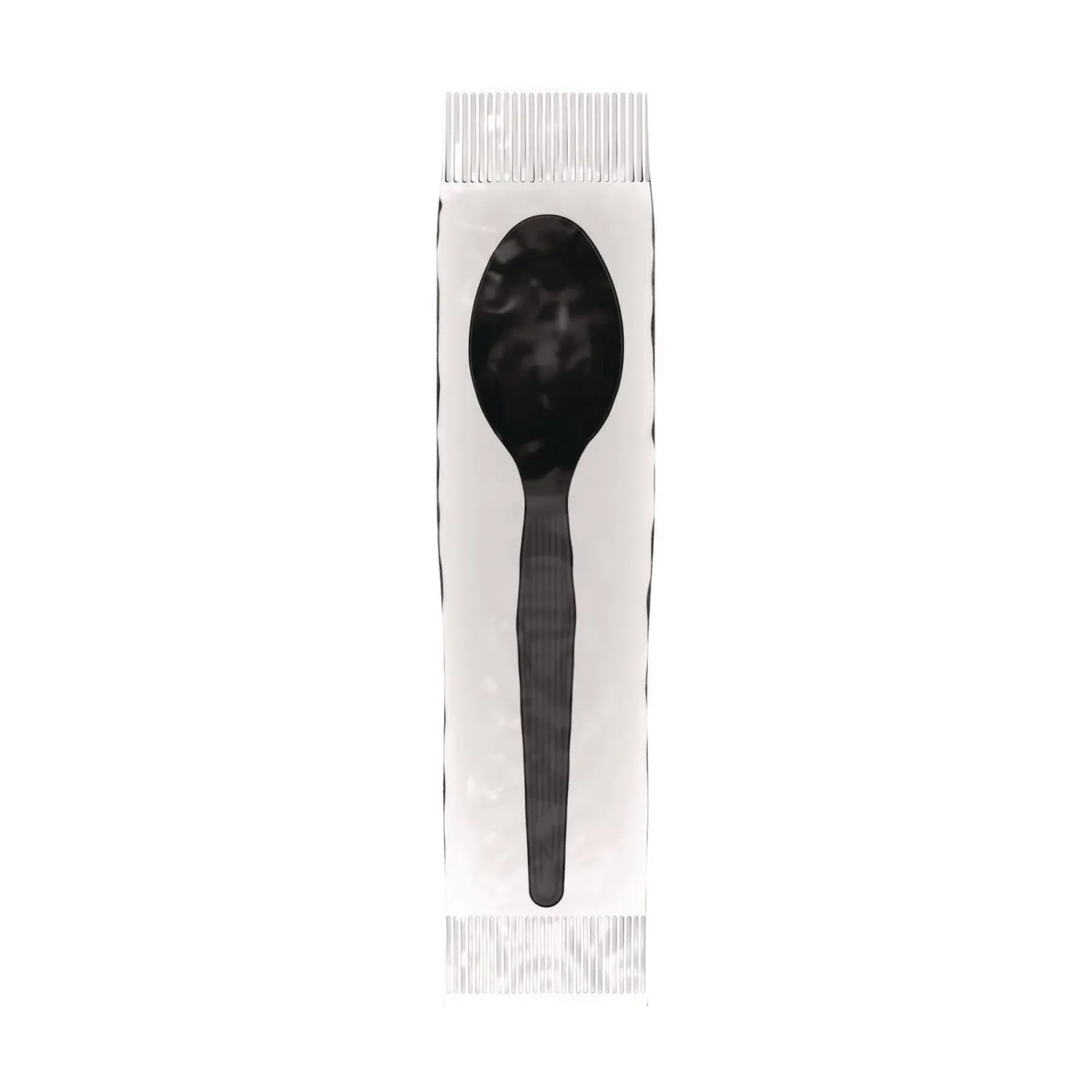 Mediumweight Polystyrene Wrapped Cutlery, Teaspoon, Black, 1,000/Carton Dixie® Flipcost