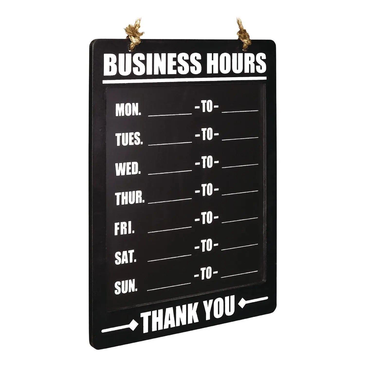 Business Hours Indoor/Outdoor Hanging Chalkboard, 10 x 0.38 x 20.75, Black/White