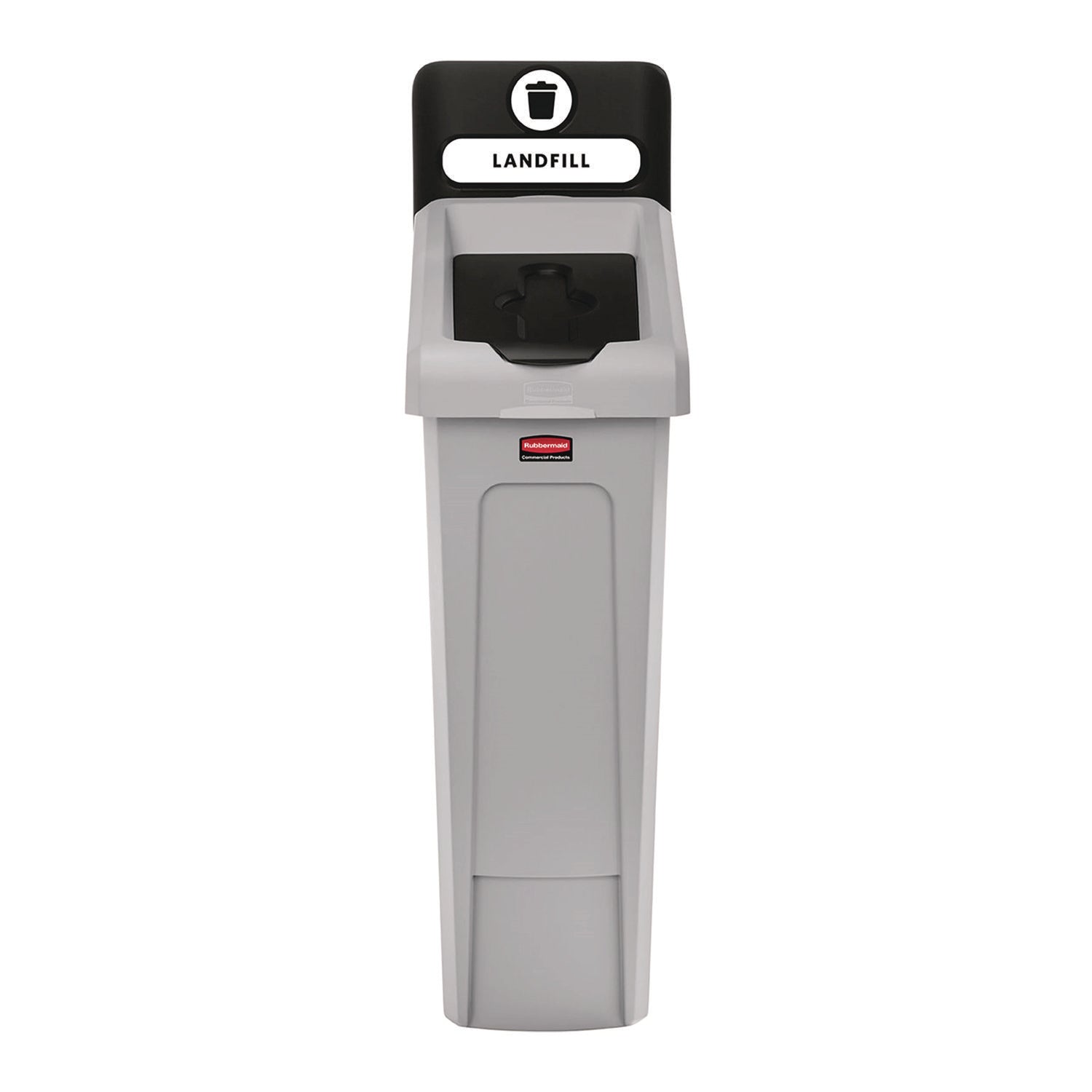 Rubbermaid® Commercial Slim Jim Recycling Station Kit, 1-Stream Landfill, 23 gal, Plastic, Gray/Black