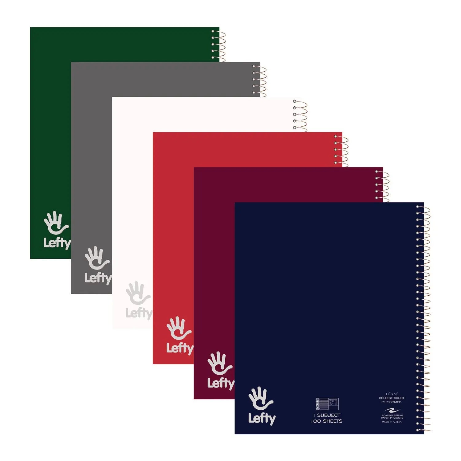 Lefty Notebook, 1 Subject, College Rule, Randomly Asst Cover Color, (200) 11 x 8.5 Sheets