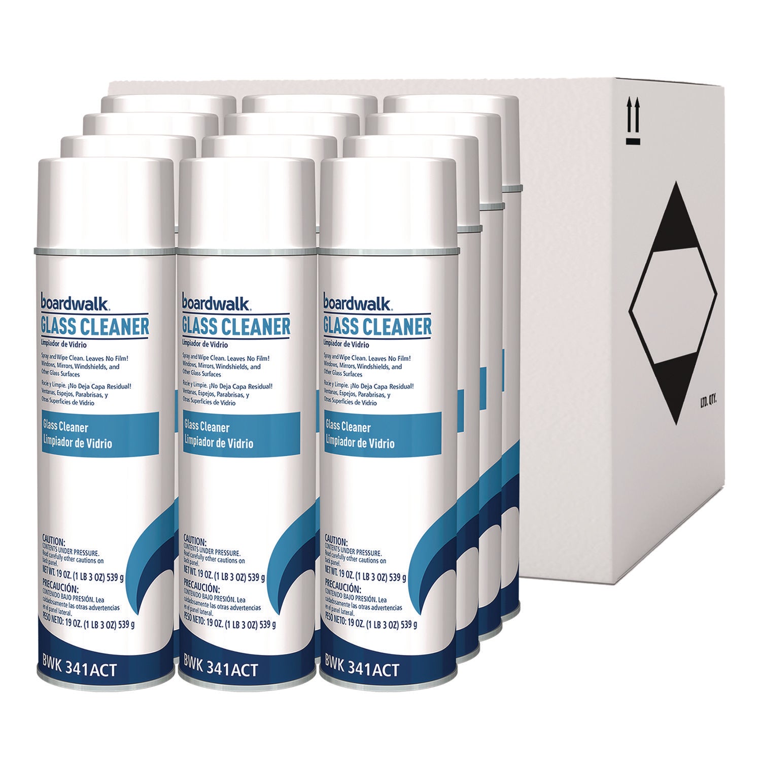 Boardwalk® Heavy-Duty Glass Cleaner, Sweet Scent, 19 oz Aerosol Spray, 12/Carton