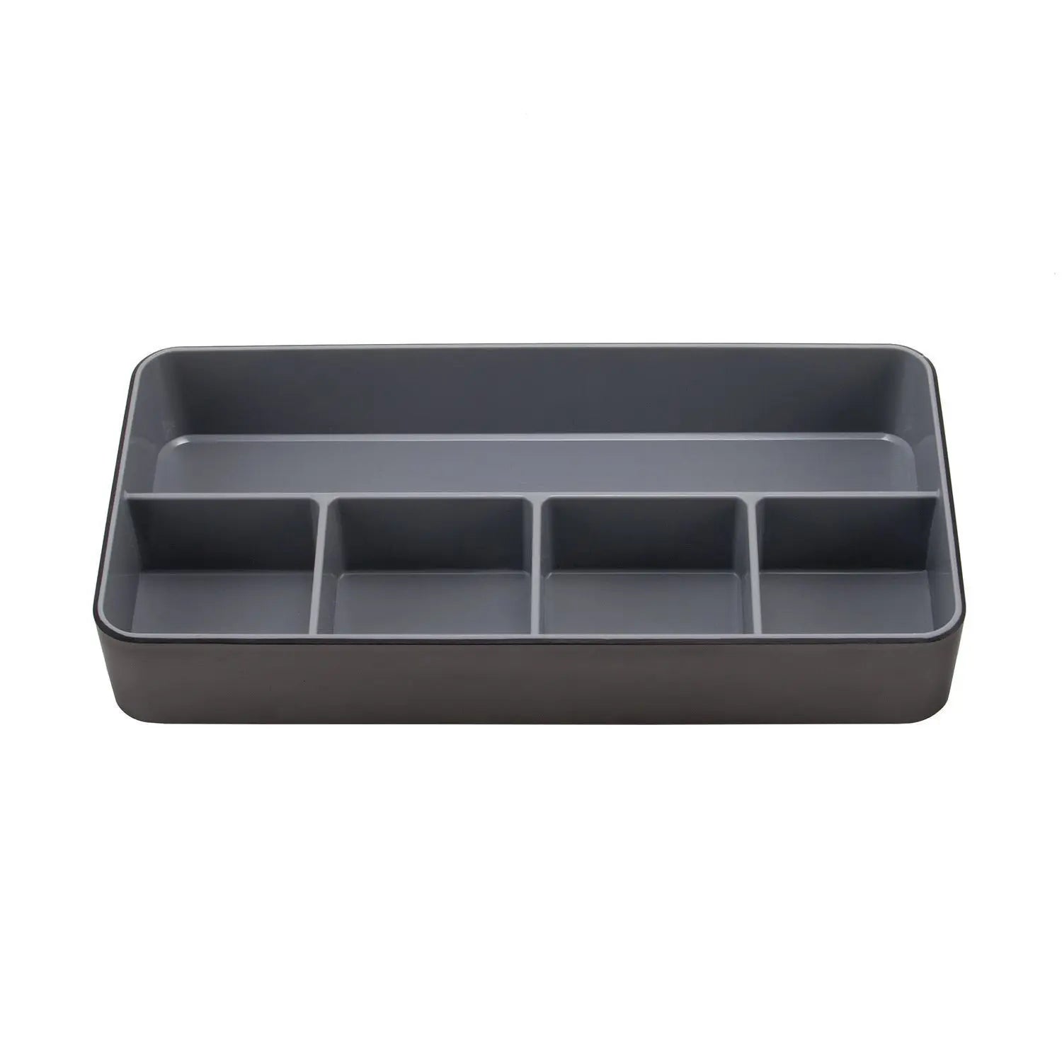 Fusion Five-Compartment Plastic Accessory Holder, Plastic, 12.25 x 6 x 2, Black/Gray