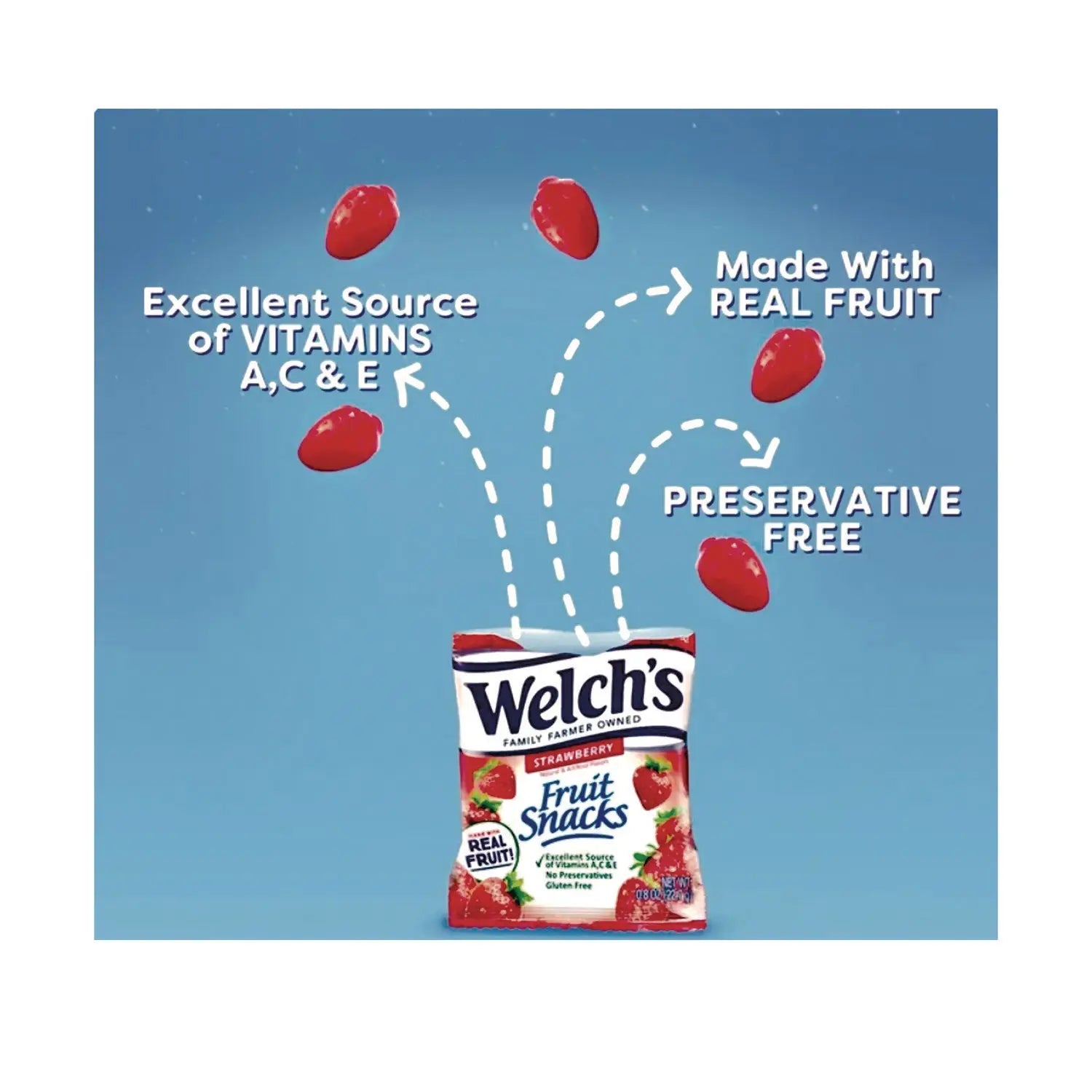 Fruit Snacks, Strawberry, 5 oz Pouch, 12/Box Welch's® Flipcost