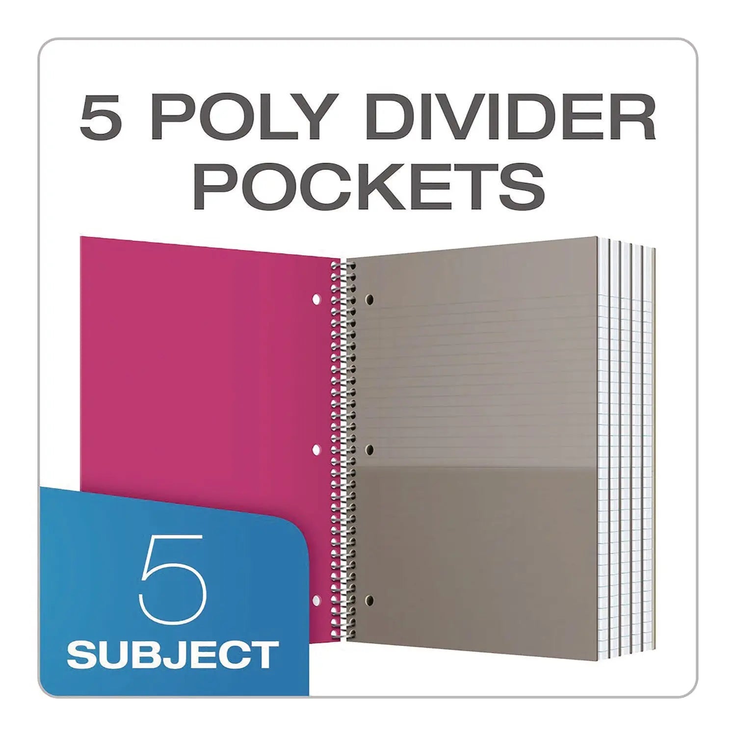 Five-Subject Notebook, 5 Subject, College Rule, Randomly Assorted Cover Color, (200) 11 x 9 Sheets Oxford™ Flipcost