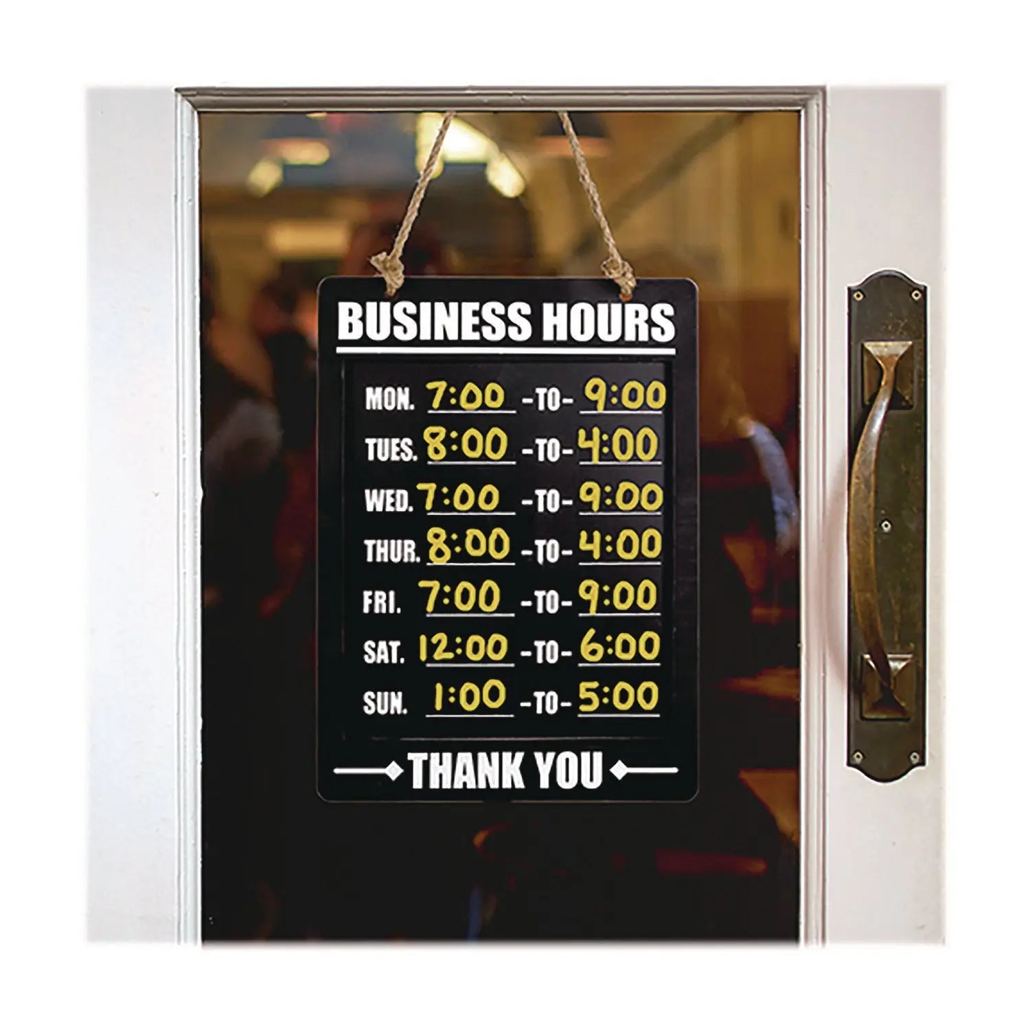 Business Hours Indoor/Outdoor Hanging Chalkboard, 10 x 0.38 x 20.75, Black/White Excello Global Products® Flipcost