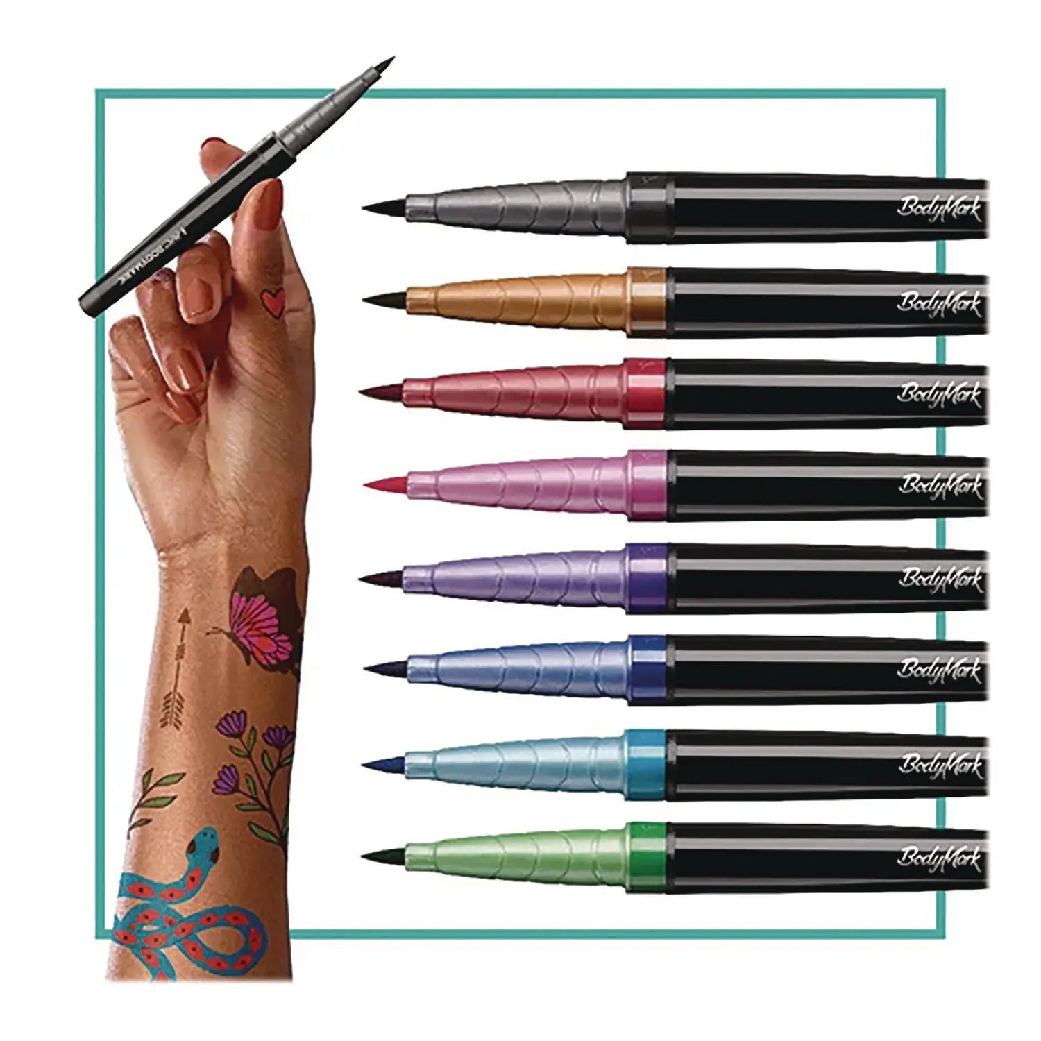 BodyMark Temporary Tattoo Markers, Fine Brush Tip, Assorted Colors, 8/Pack BIC® Flipcost