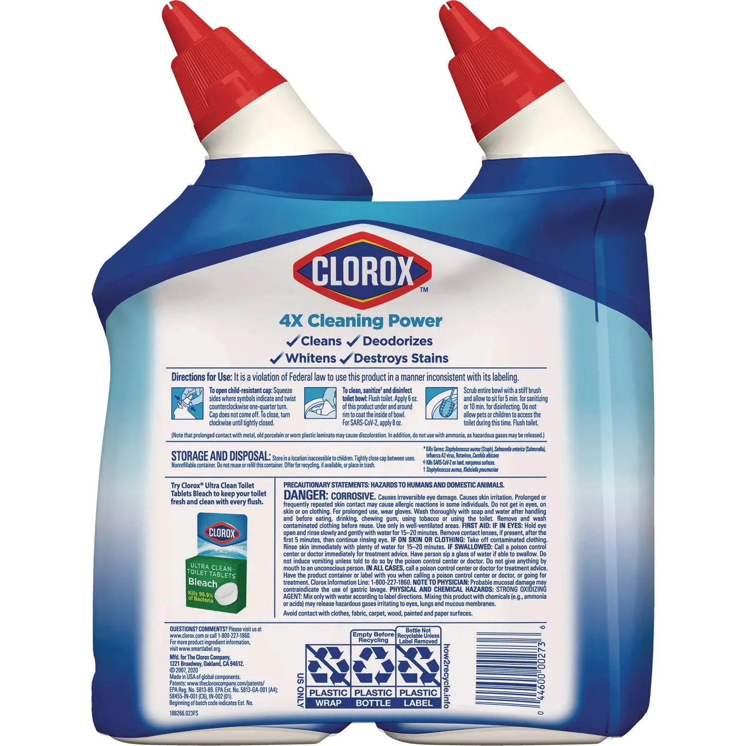 Disinfecting Toilet Bowl Cleaner with Bleach, Rain Clean Scent, 24 oz Bottle, 2/Pack Clorox® Flipcost