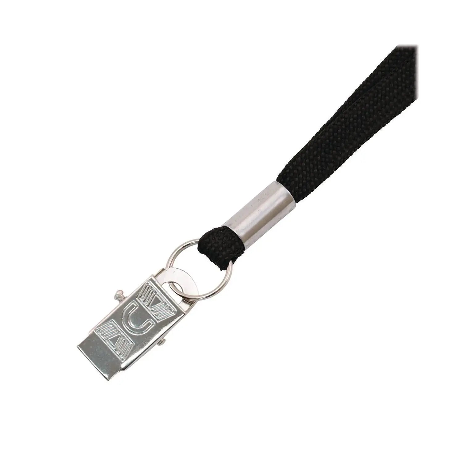 Metal Flat Clip Lanyard, 36" Long, Black, 100/Pack Advantus Flipcost