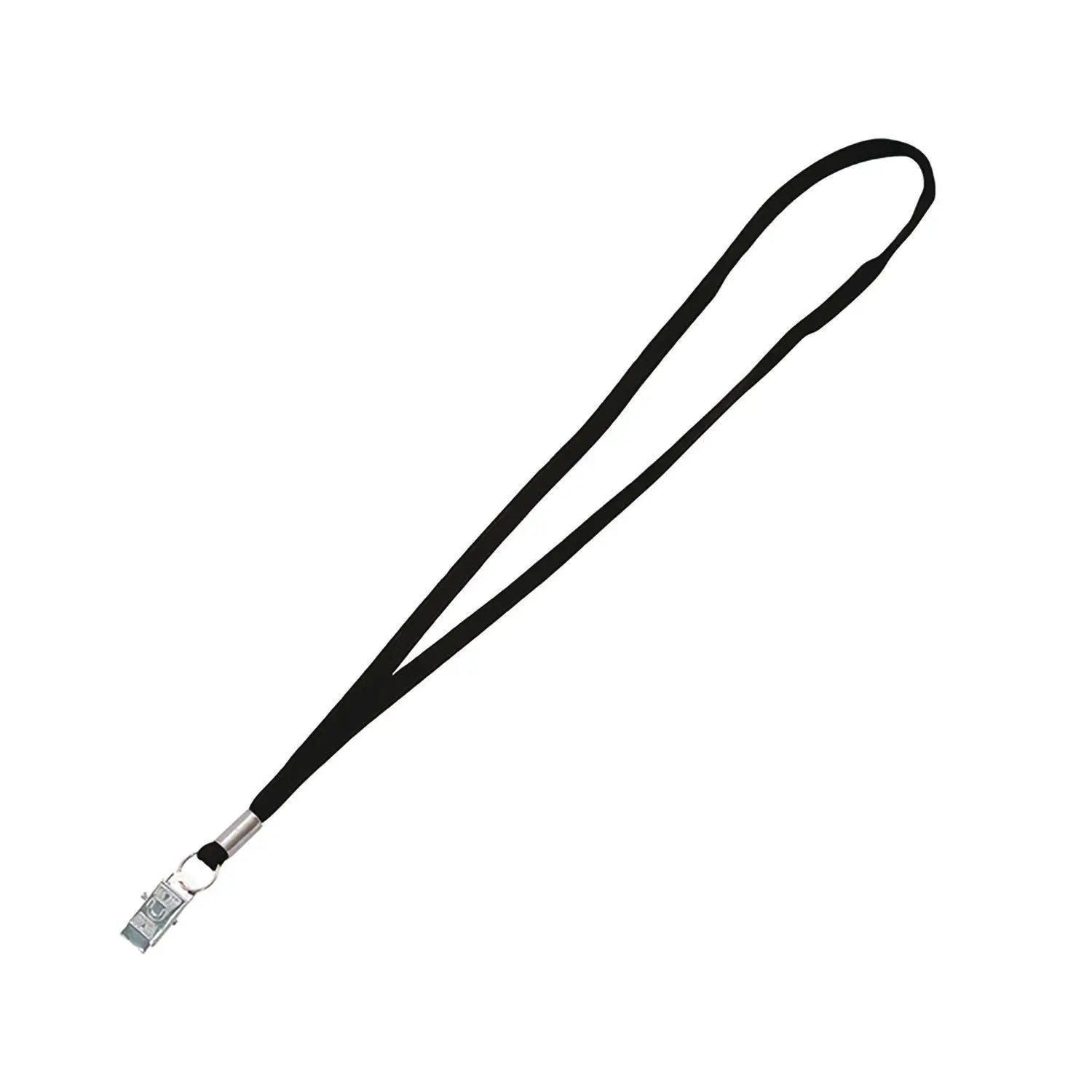 Metal Flat Clip Lanyard, 36" Long, Black, 100/Pack