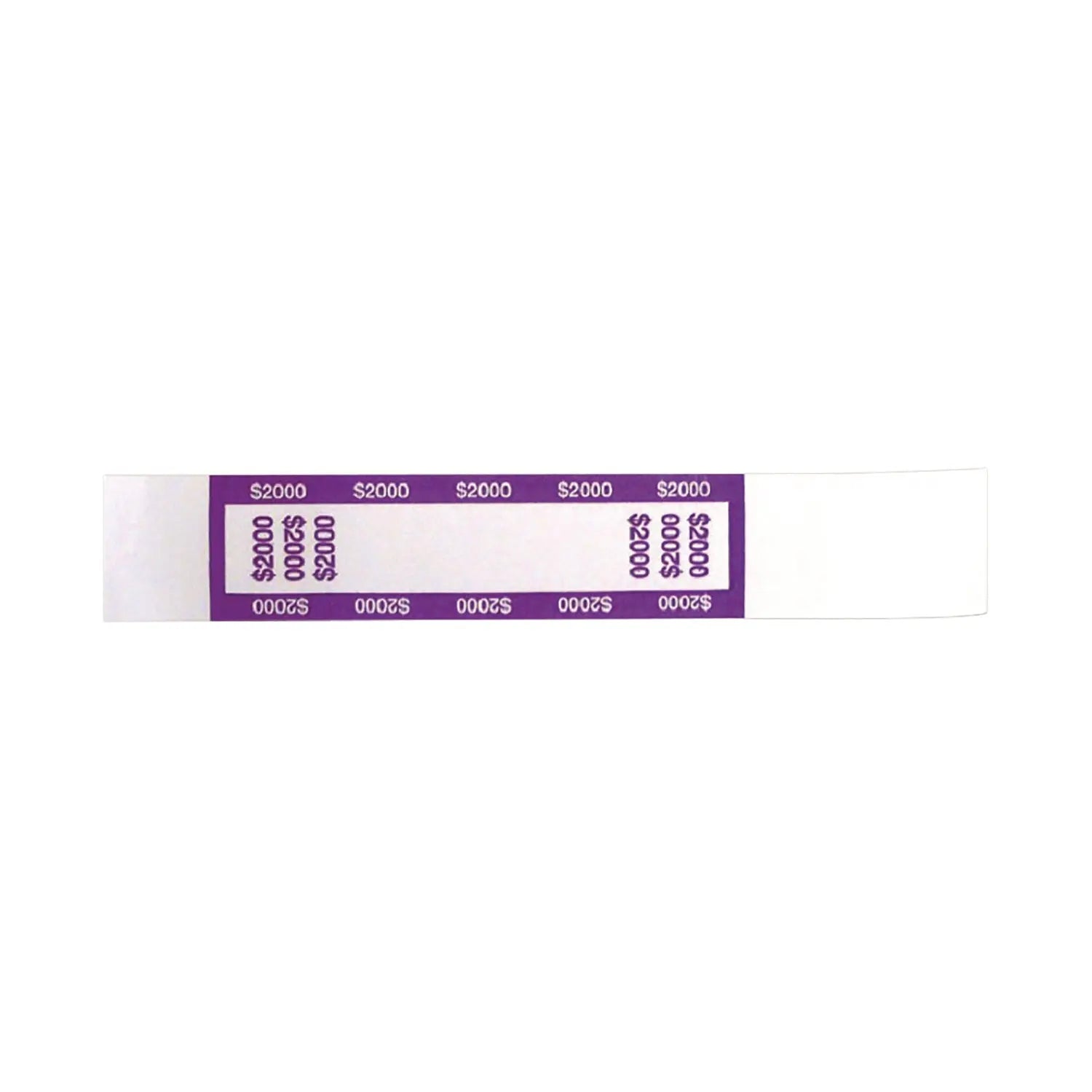 Currency Straps, $20 Bill, $2,000, Self-Adhesive, 1,000/Pack