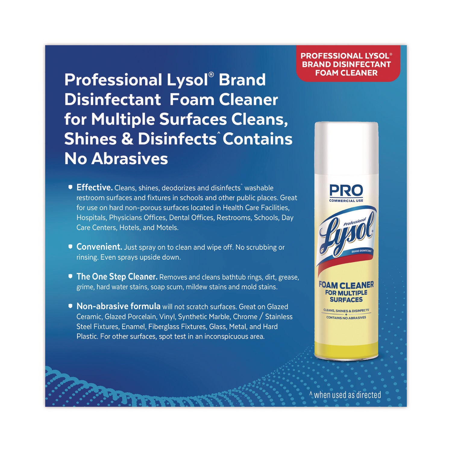 Professional LYSOL® Brand Disinfectant Foam Cleaner, 24 Oz Aerosol Spray