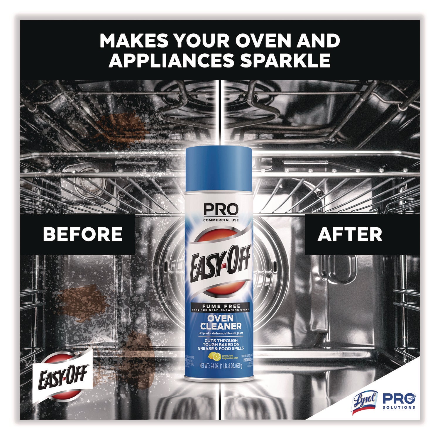 Professional EASY-OFF® Fume-Free Max Oven Cleaner, Foam, Lemon, 24 oz Aerosol Spray