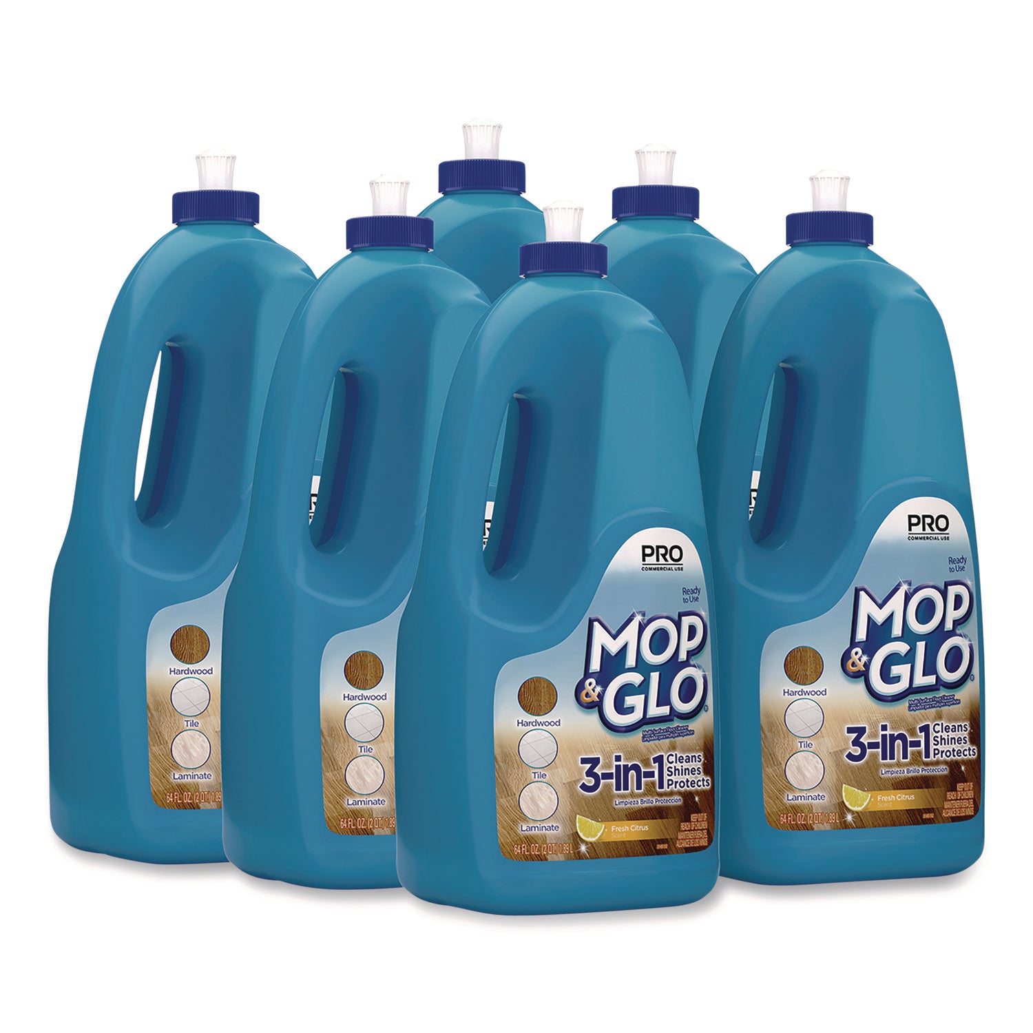 Triple Action Floor Shine Cleaner, Fresh Citrus Scent, 64 oz Bottle, 6/Carton