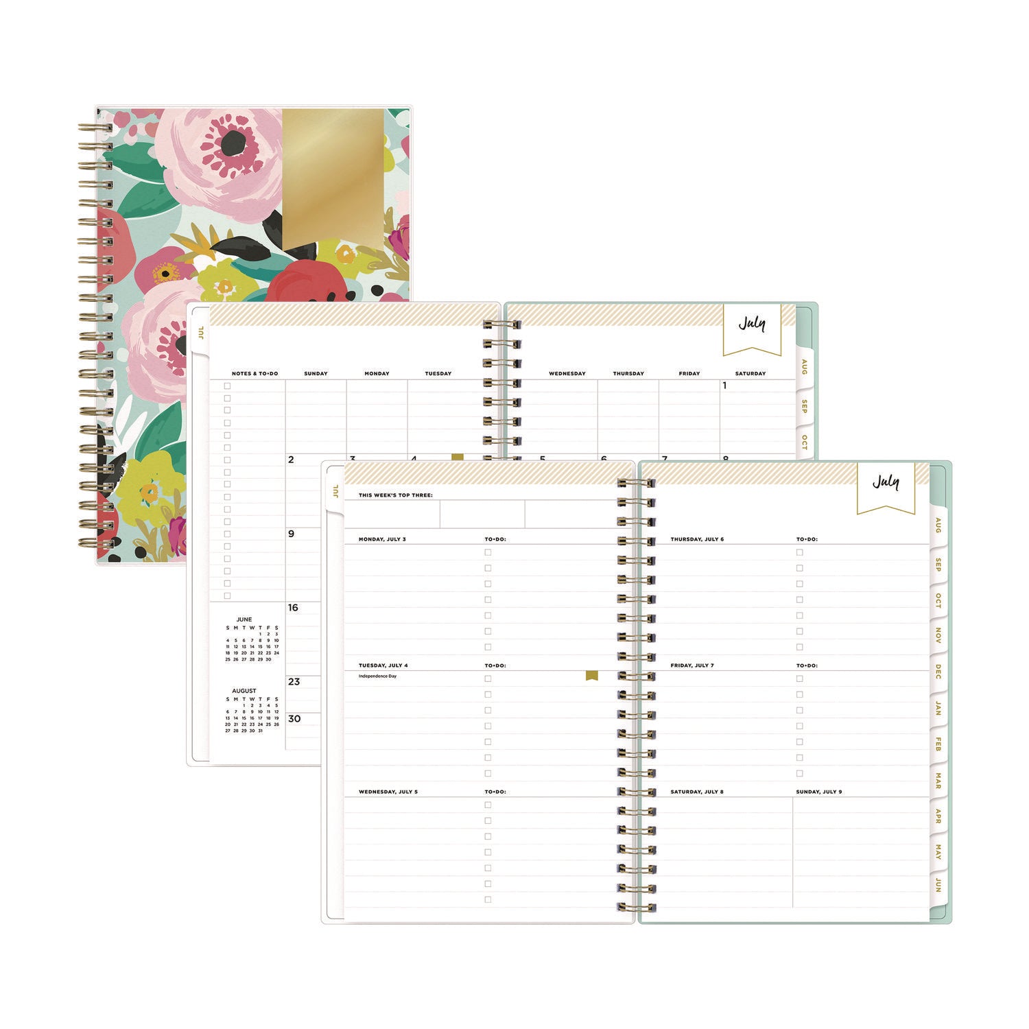 Day Designer "Secret Garden Mint" Academic Year Weekly/Monthly Notes Planner, 8 x 5, 12-Month (July to June): 2024-2025