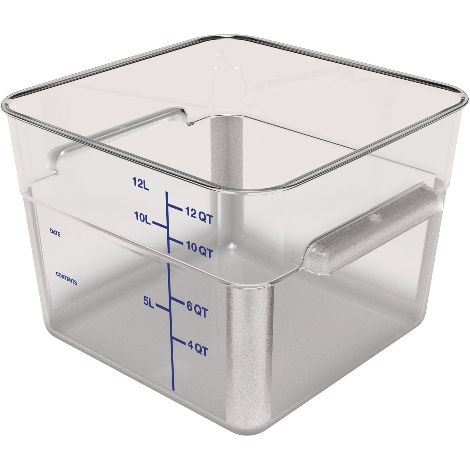 Squares Polycarbonate Food Storage Container, 12 qt, 11.13 x 11.13 x 8.25, Clear, Plastic