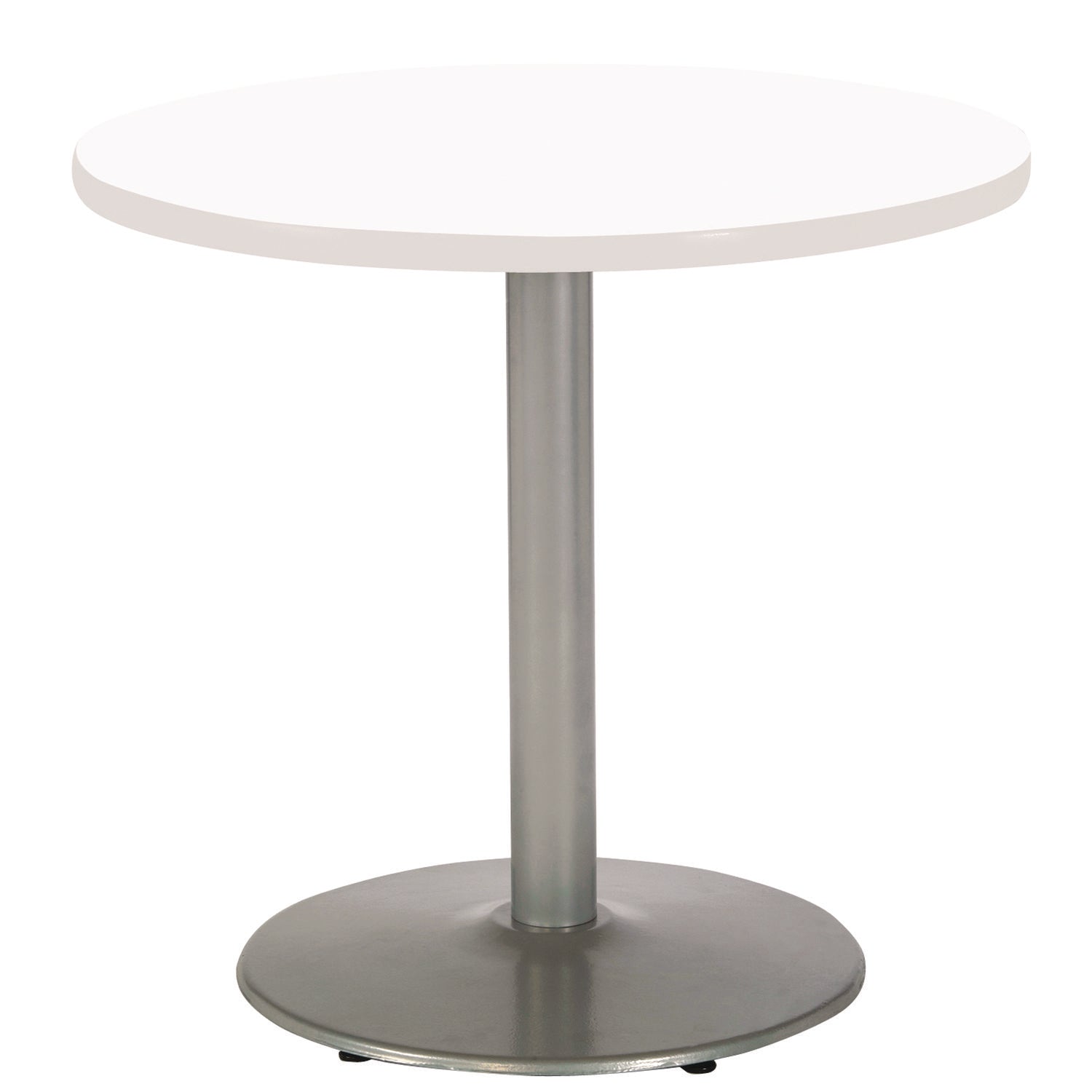 KFI Studios Pedestal Table with Four Navy Kool Series Chairs, Round, 36" Dia x 29h, Designer White