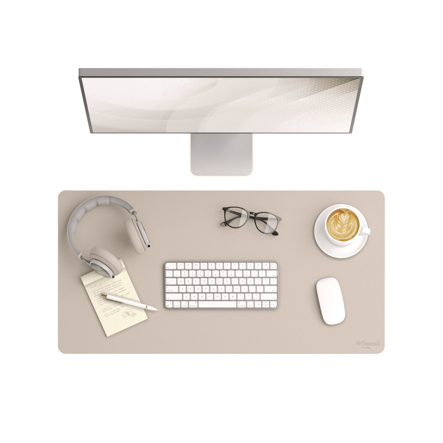 Smead Vegan Leather Desk Pads, 31.5 x 15.7, SandStone