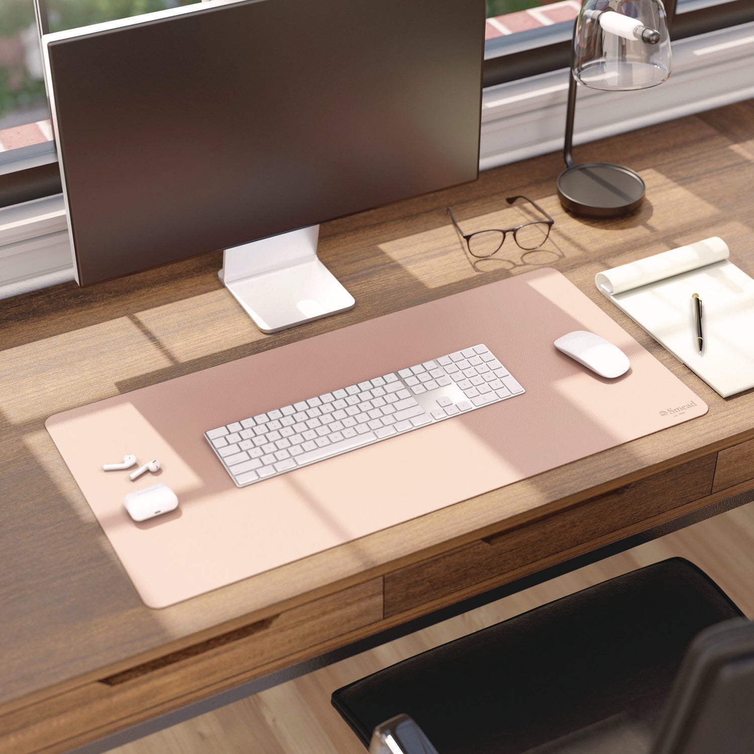 Smead Vegan Leather Desk Pads, 31.5 x 15.7, Light Pink