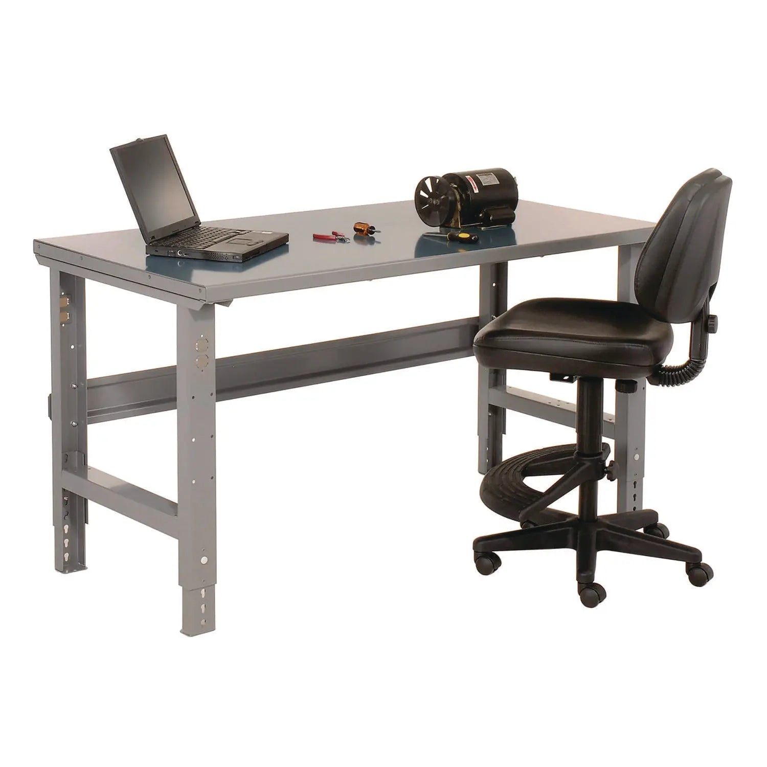 Standard Duty Steel Top Adjustable Height Workbench, 2,000 lbs, 60 x 30 x 30.88 to 36.88, Gray Global Industrial® Flipcost