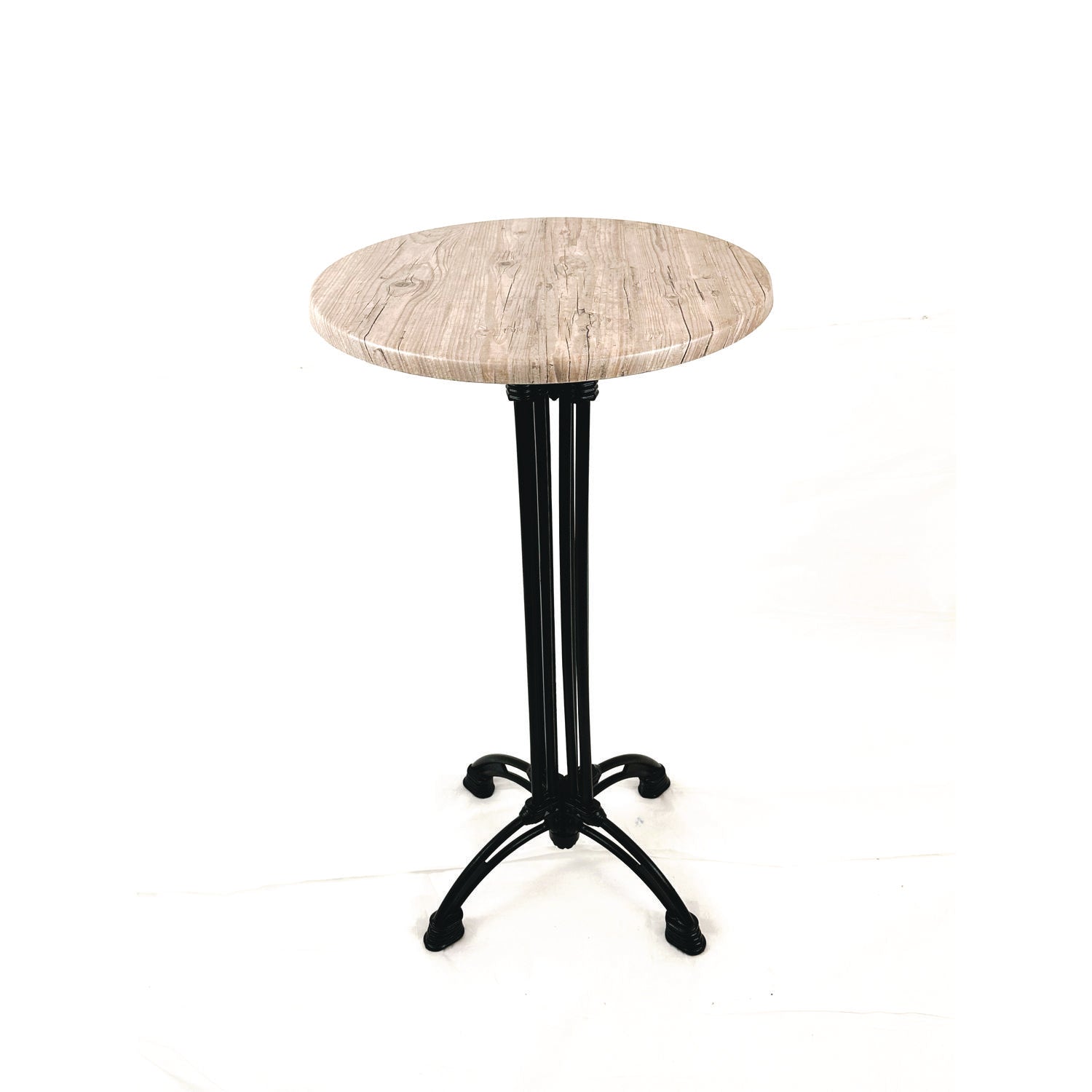 JMC Furniture Topalit Tables, Round, 24" dia x 44"h, Washington Pine Top, Black Iron Base/Legs