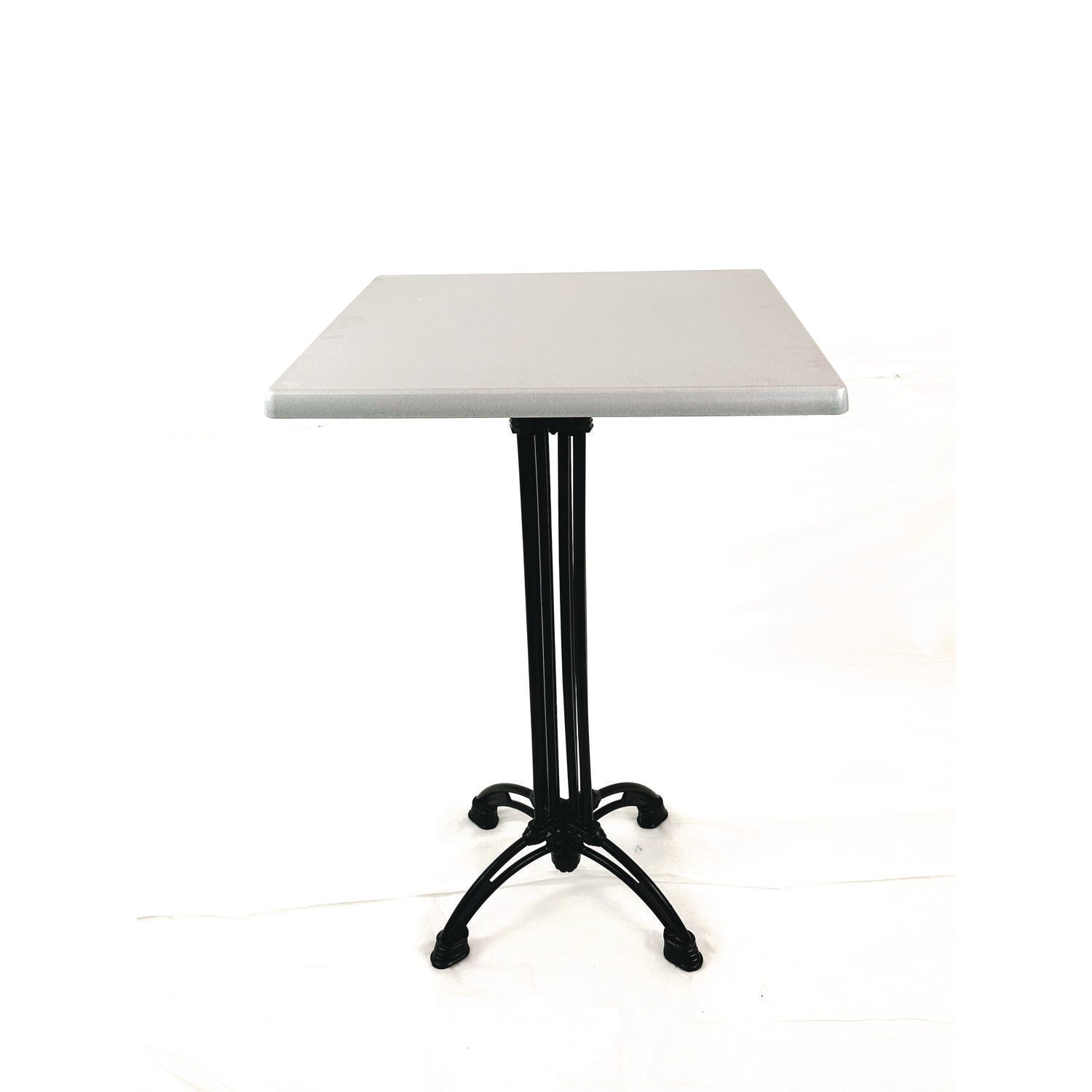 JMC Furniture Topalit Tables, Square, 32 x 32 x 44, Brushed Silver Top, Black Iron Base/Legs