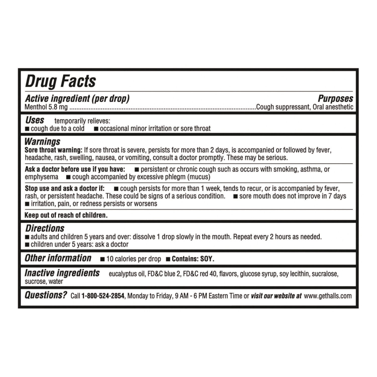 HALLS Triple Action Cough Drops, Cherry, 30/Bag, 12 Bags/Box